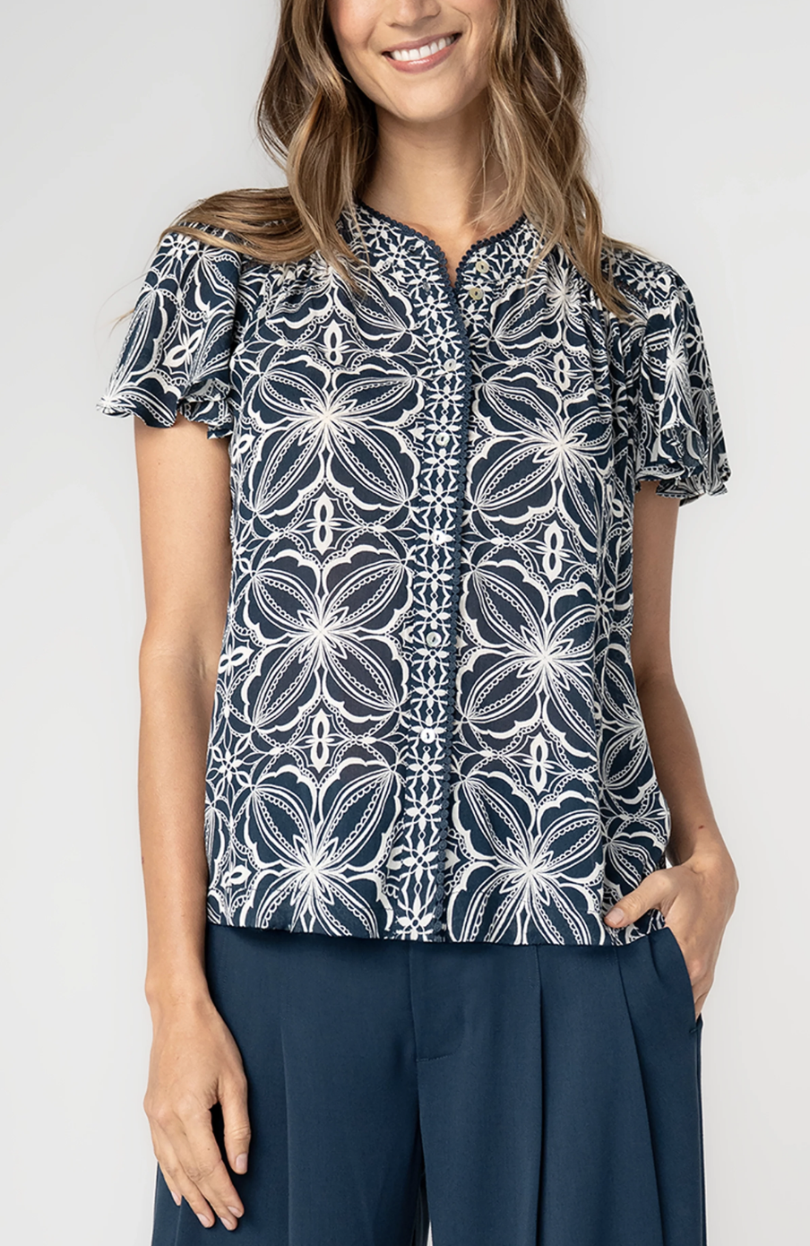 Liverpool Mosaic Flutter Blouse