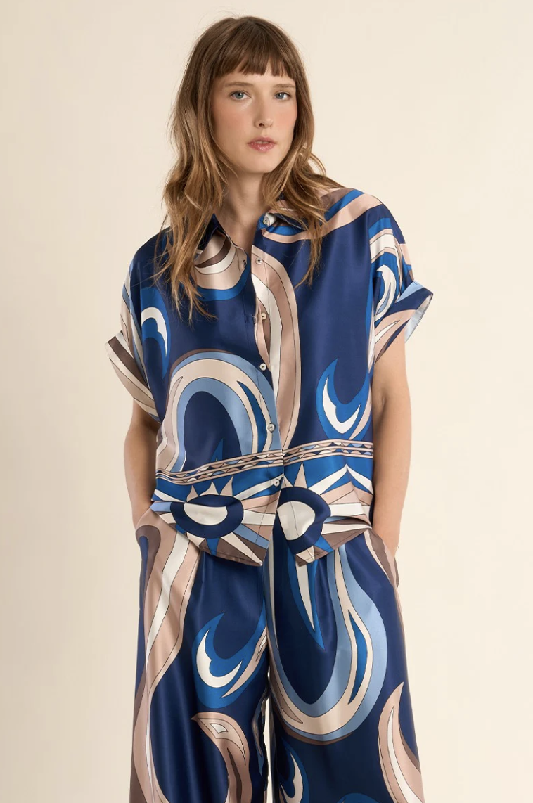 Blue Mirage Satin Blouse