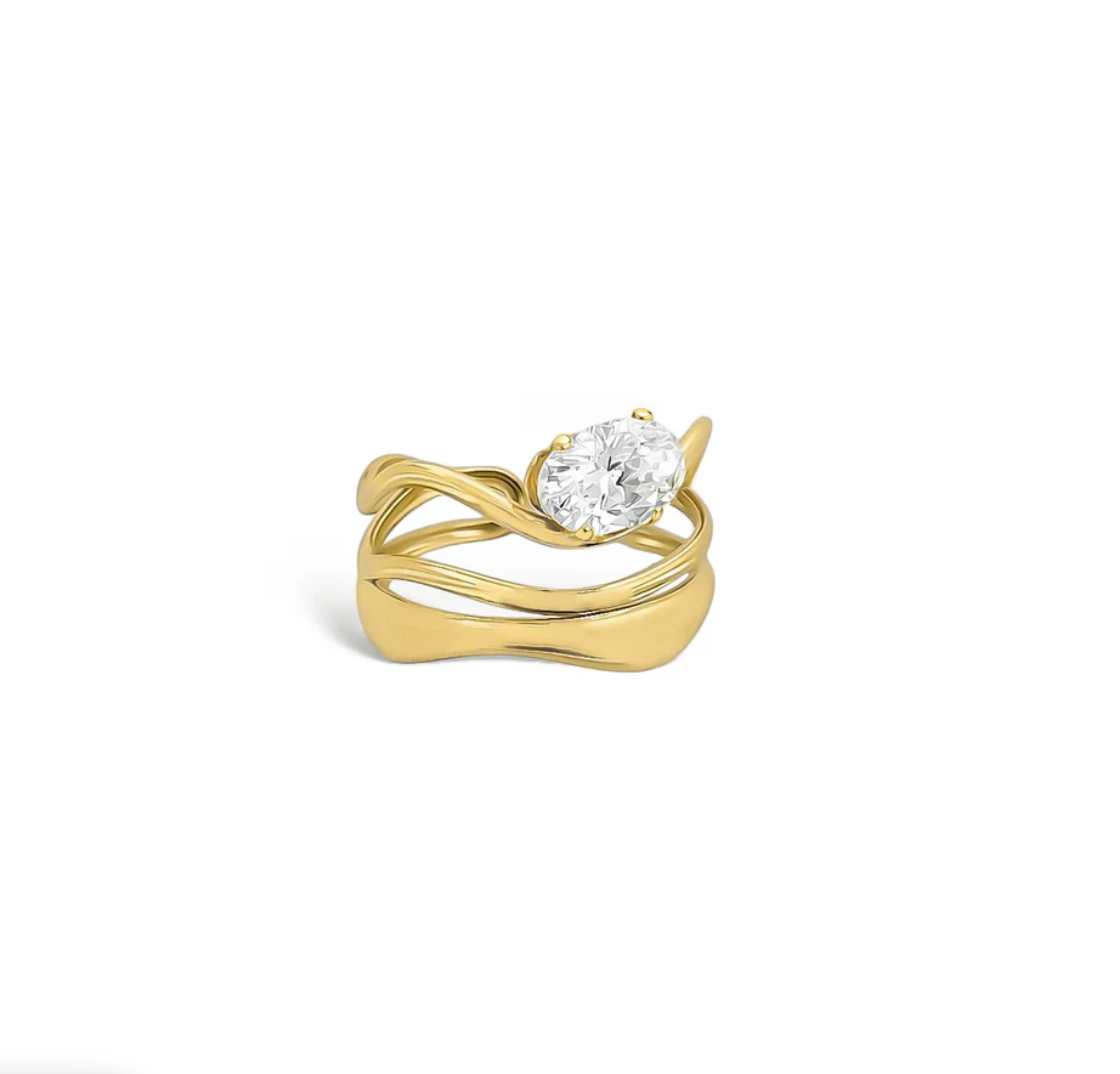Solstice Ring - Gold Twist with Gemstone