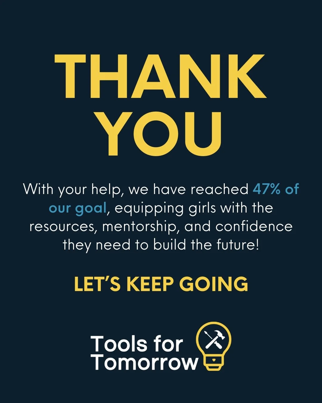 We&rsquo;re building momentum! With your support, we've officially reached 47% of our goal! ✨

Every donation helps equip girls with hands-on tools, mentorship, and the confidence to see themselves in STEAM and the construction industry. 🔨 

Help us
