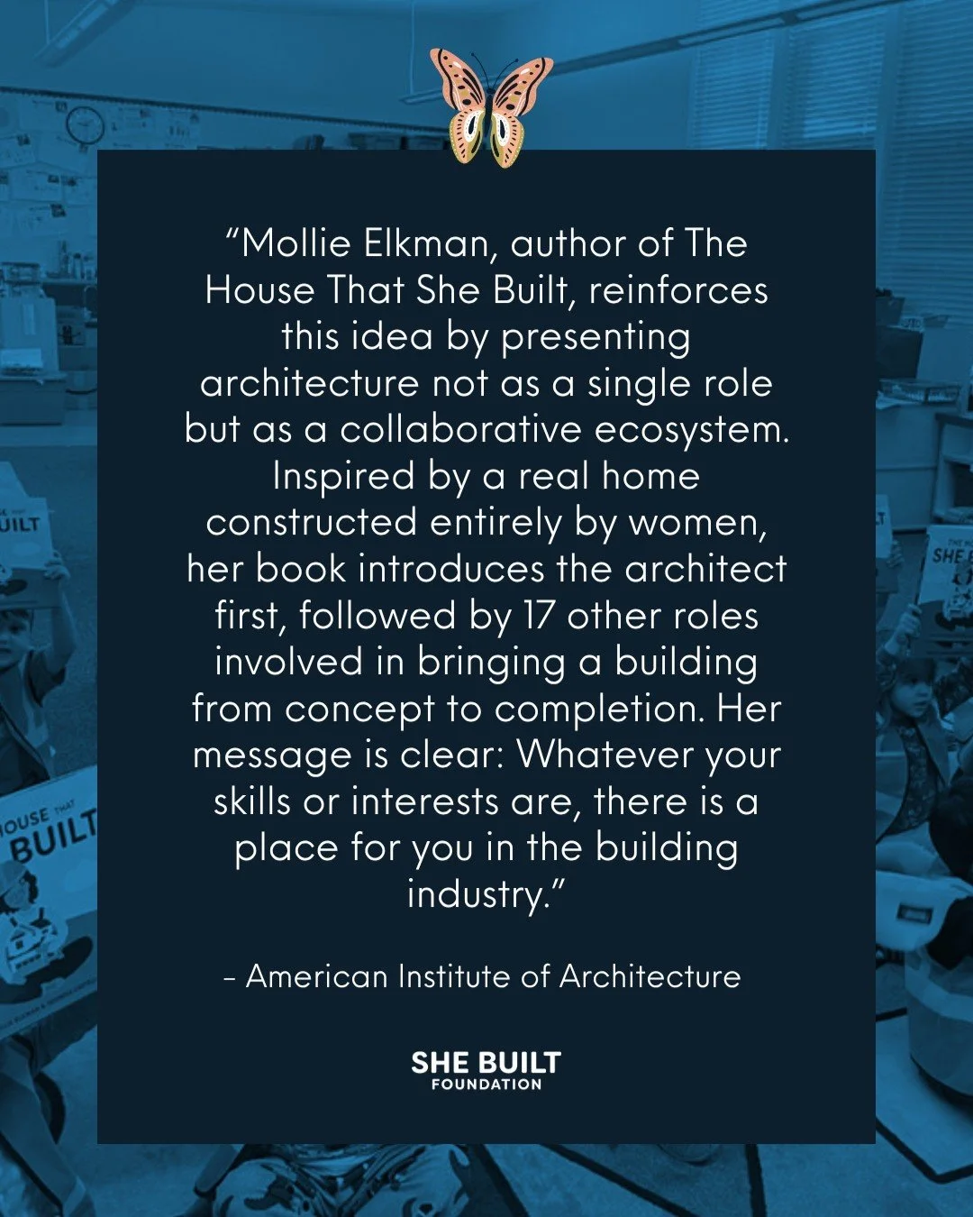 A powerful reminder since Architecture Week is coming up. ✨ Architecture is more than a job; it's a collective effort. 

Recently featured in an article from @AIAnational, She Built Founder and Chairperson @MollieElkman was recognized for bringing th