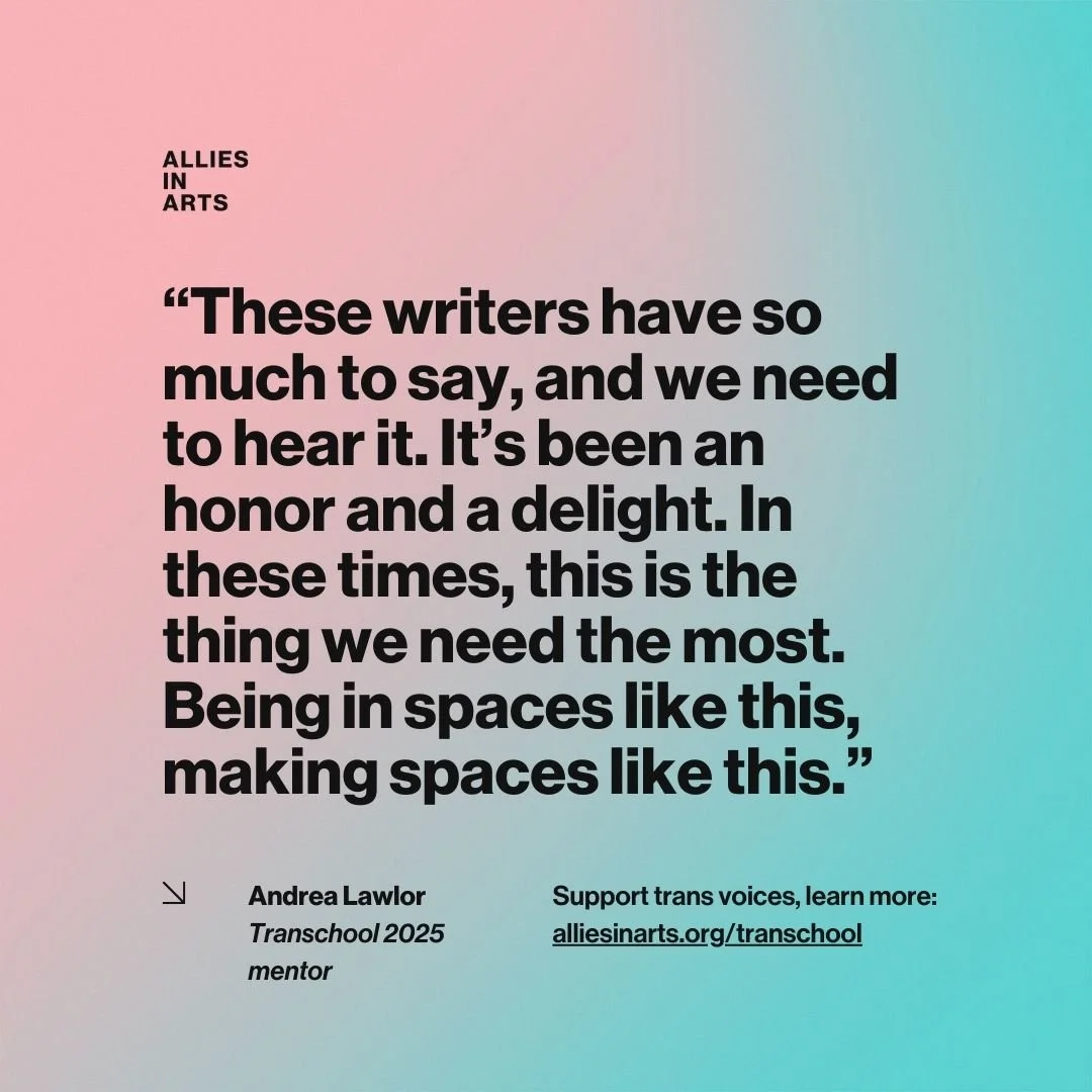 Huge thanks to Transchool 2025 mentor @anderlawlor for your dedication to uplifting and supporting trans youth voices! 
🏳️&zwj;⚧️⁠💫⁠
⁠
✨ Born from the love letters to @transanta, @alliesinarts launched Transchool&mdash;a summer writing space for tr