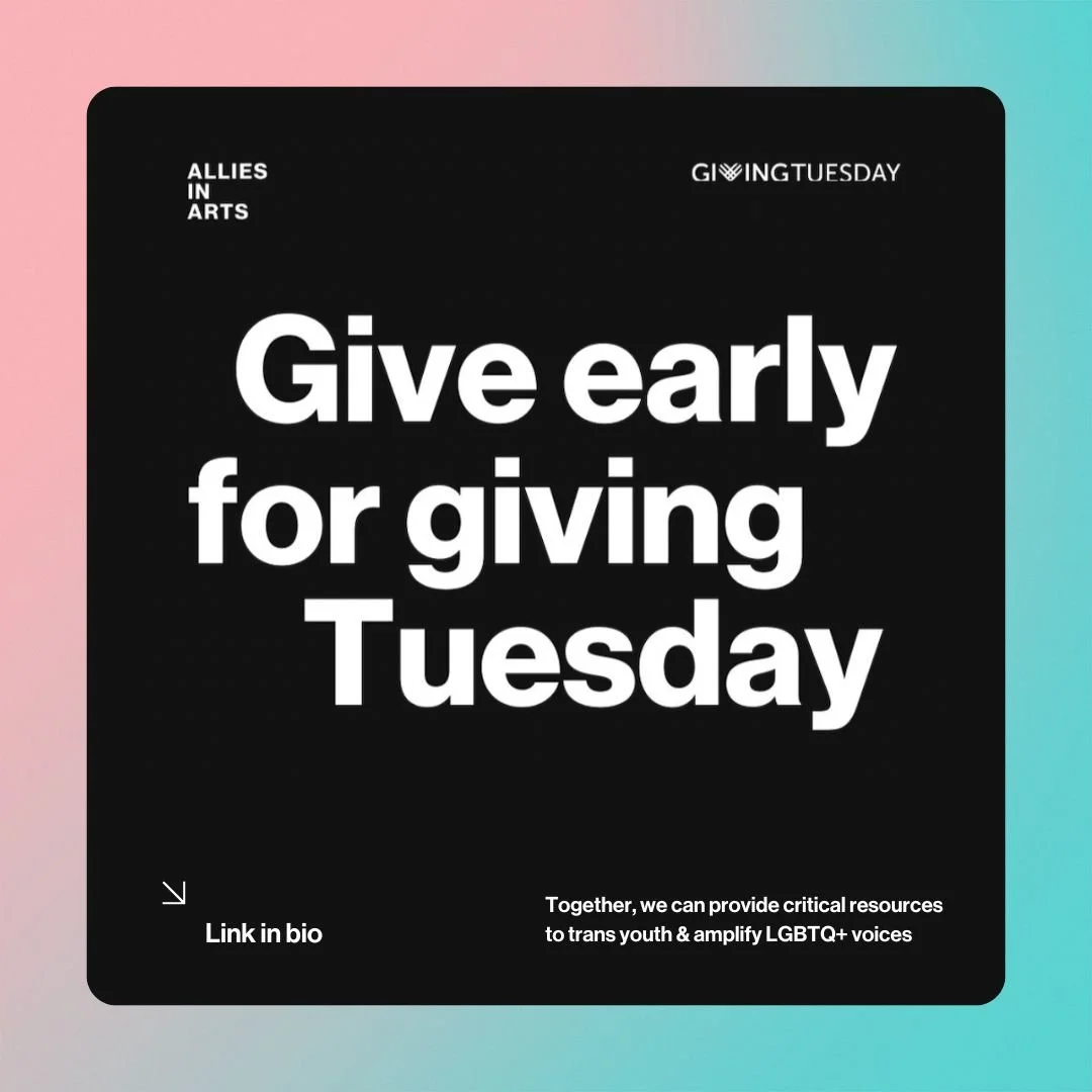 This #GivingTuesday, let's celebrate and uplift queer and trans voices through the power of art, creativity, and community. 🎨🌈✨ By supporting @alliesinarts, you're helping build a world where LGBTQ+ artists can thrive and inspire.
💖Your generosity