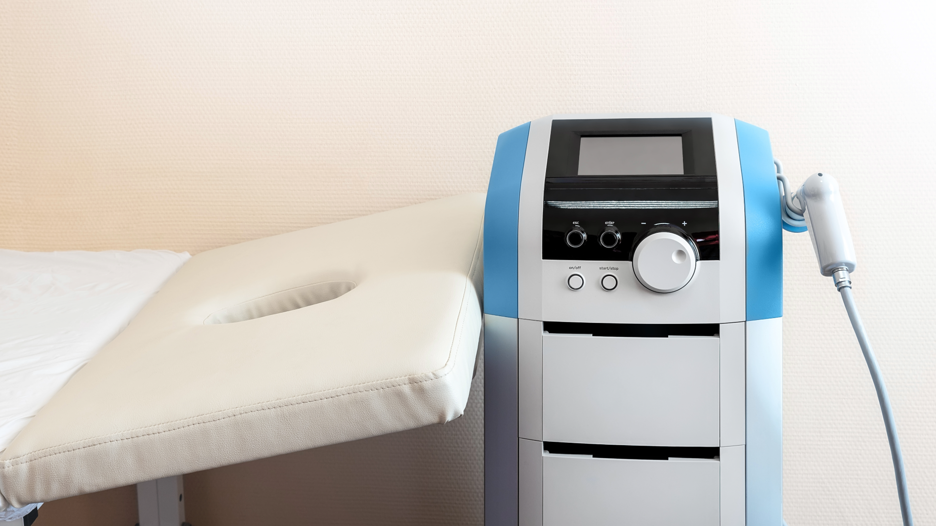 Radial Shockwave Therapy machine used by Doctors Inc podiatrist in Conroe to relieve pain and promote healing.