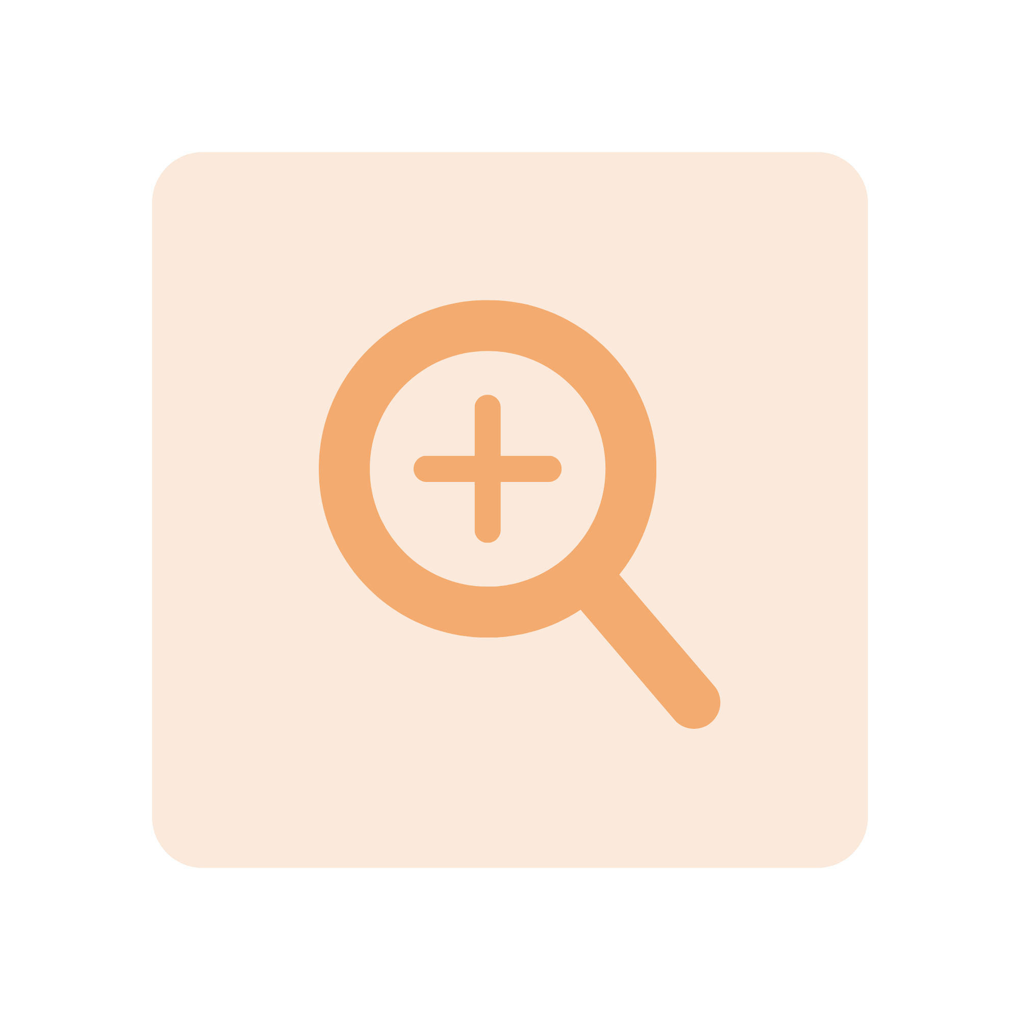 A close-up view of a peach-colored rectangle with rounded corners on a black background.