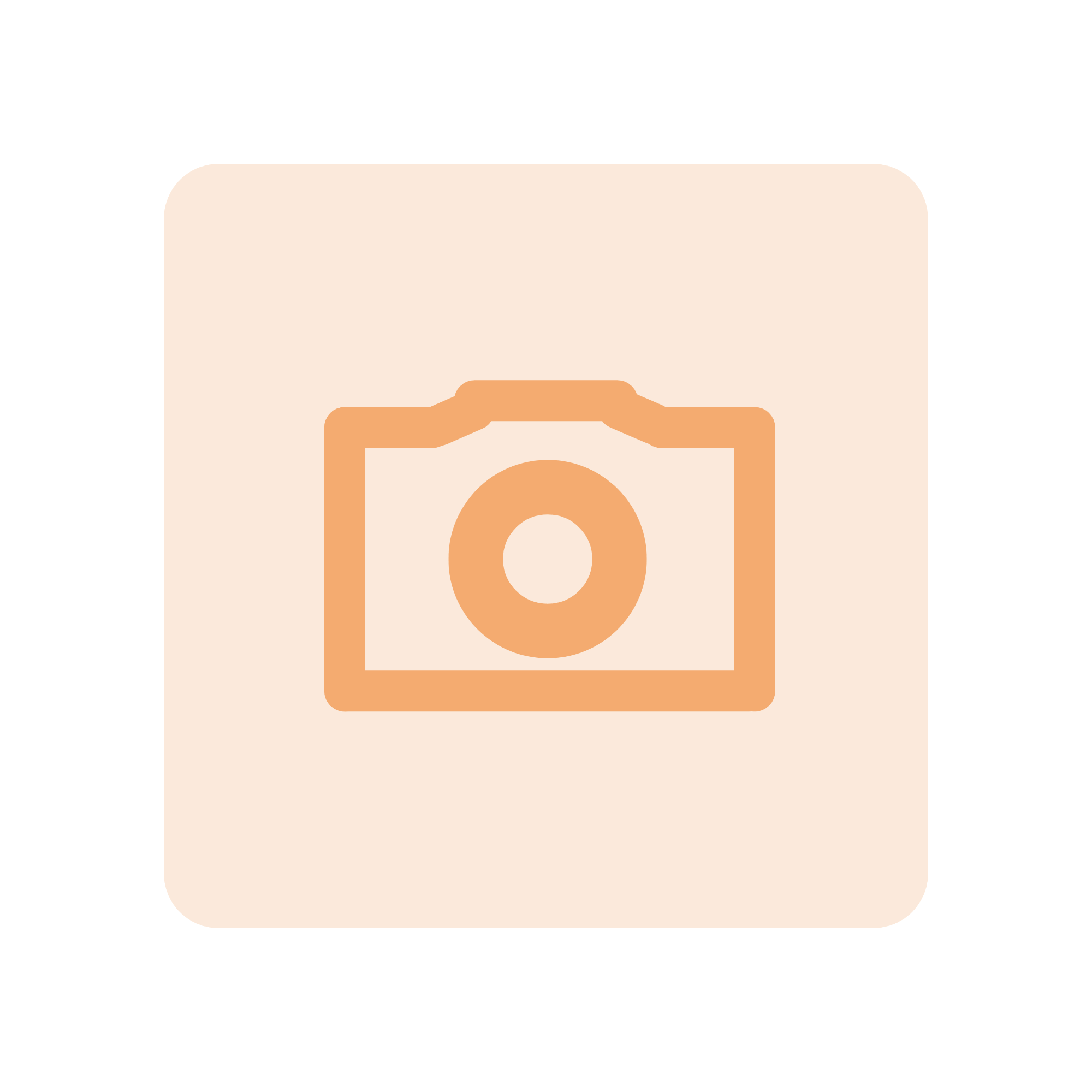 A close-up of a computer or laptop with a black screen and a large, orange, rounded rectangular shape in the foreground.