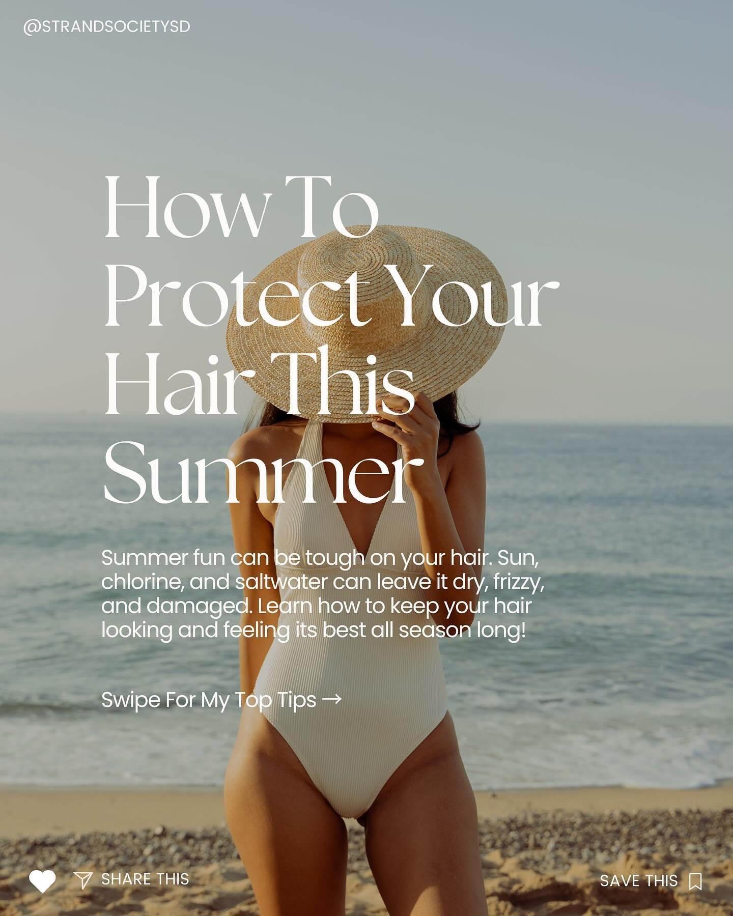 Beat the Summer Heat &amp; Protect Your Hair! ☀️

Worried about sun damage and dryness affecting your hair this summer?  We&rsquo;ve got you covered! ✨

Swipe through to discover our tips for keeping your hair healthy and vibrant all season long.  Fr