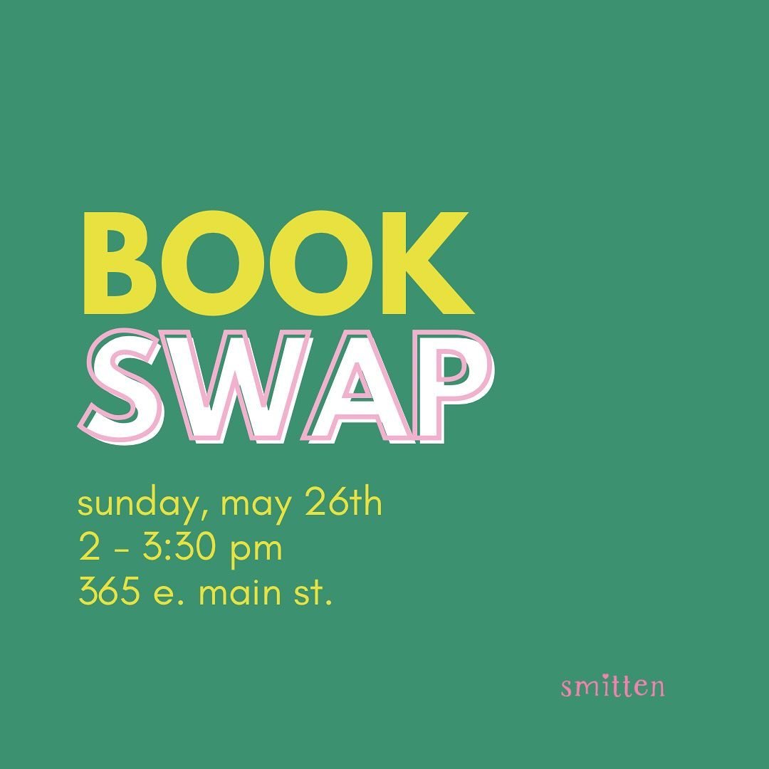 Our May Book Swap is coming up! Get your books ready to trade on Sunday, May 26th @ 2 pm in the Smitten Lounge. Swipe for everything you need to know to participate ➡️💖
&bull;
&bull;
&bull;
#bookswap #bookexchange #romancebookreaders #romancebookwor