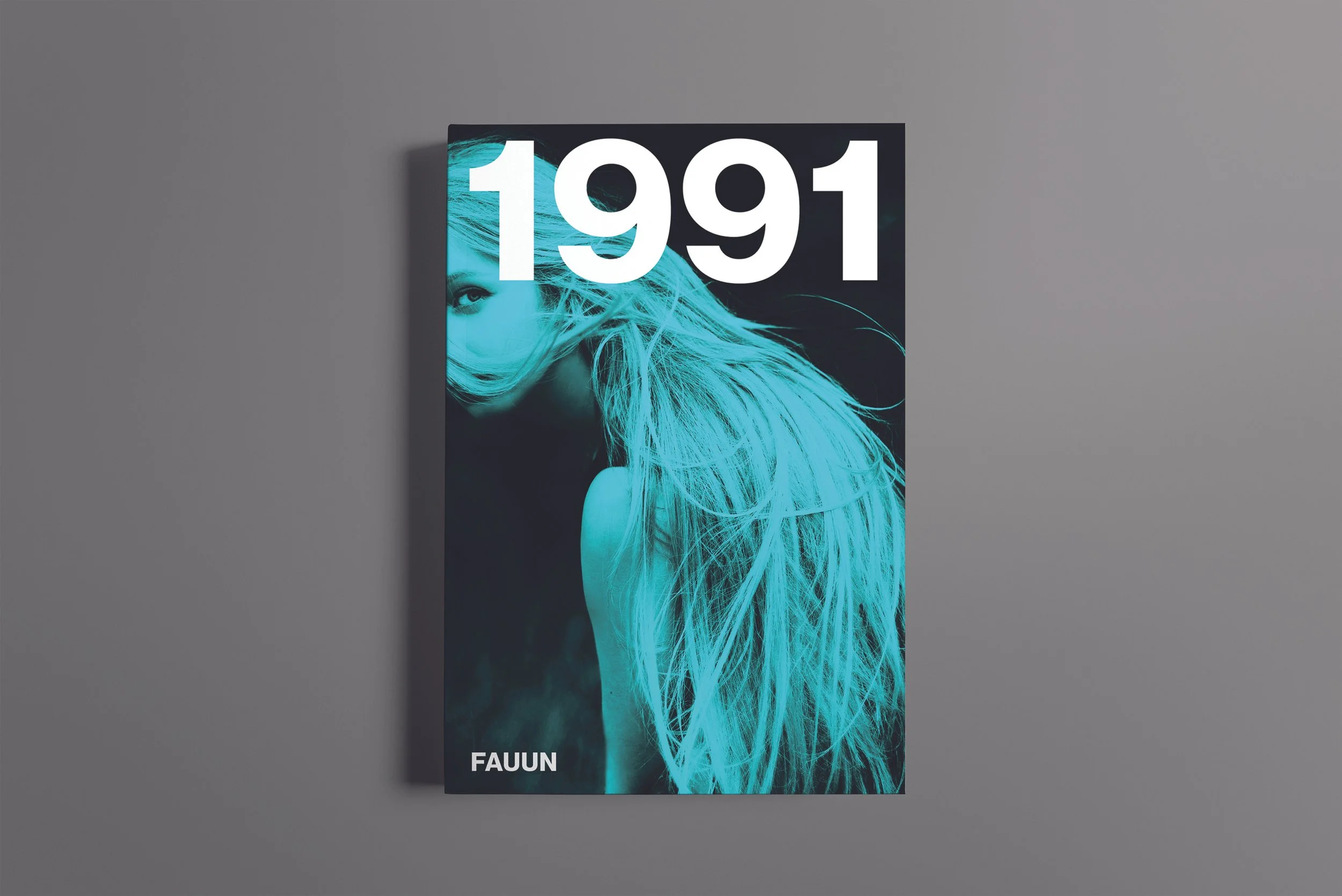 Poster with the year 1991 in large white font, featuring a woman with long, flowing blonde hair and a partially visible face against a dark background.