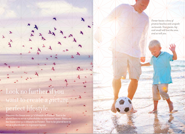 A parent and child playing soccer on the beach during sunset with a flock of birds flying overhead.