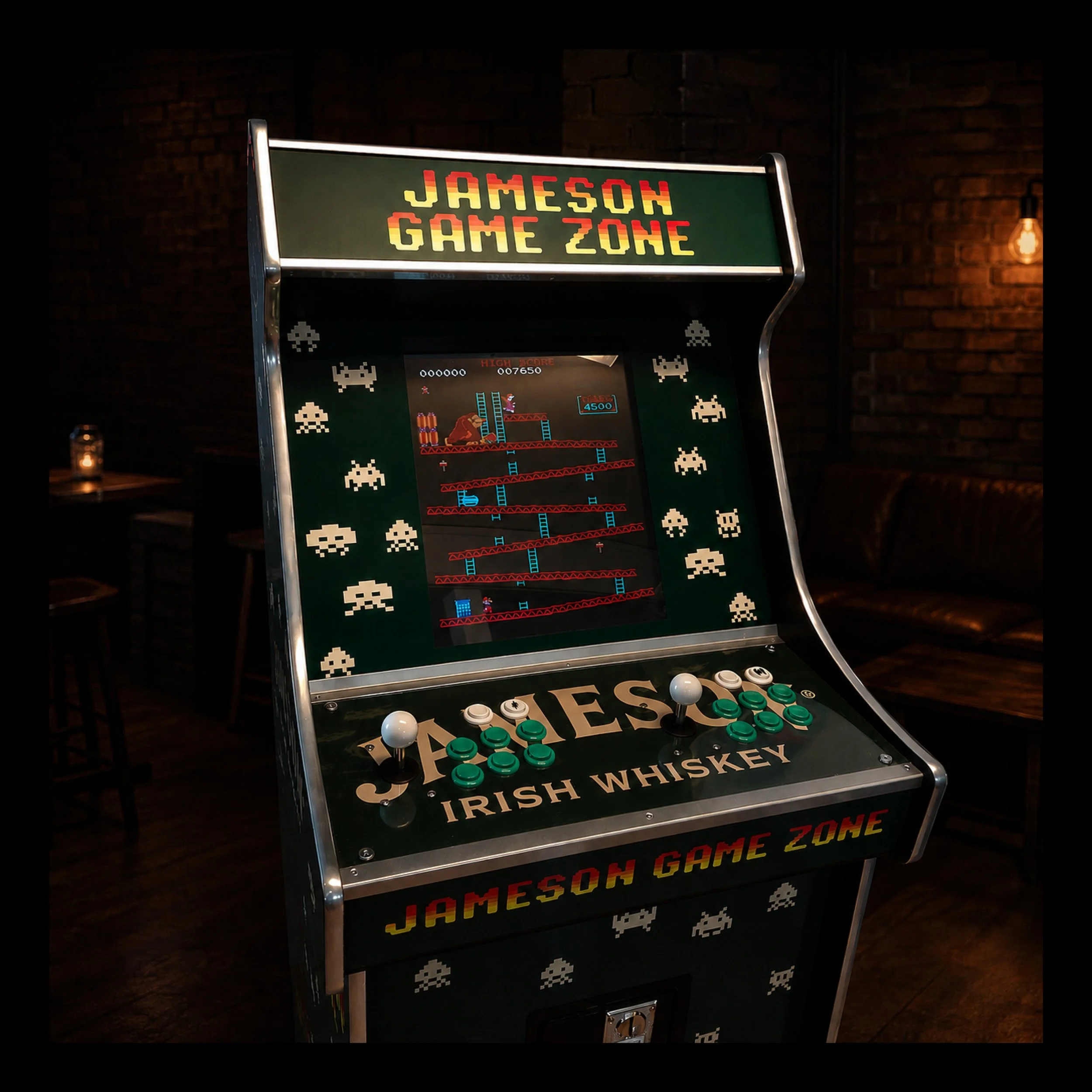Ett vintage arcadegame för Jameson Irish Whiskey.