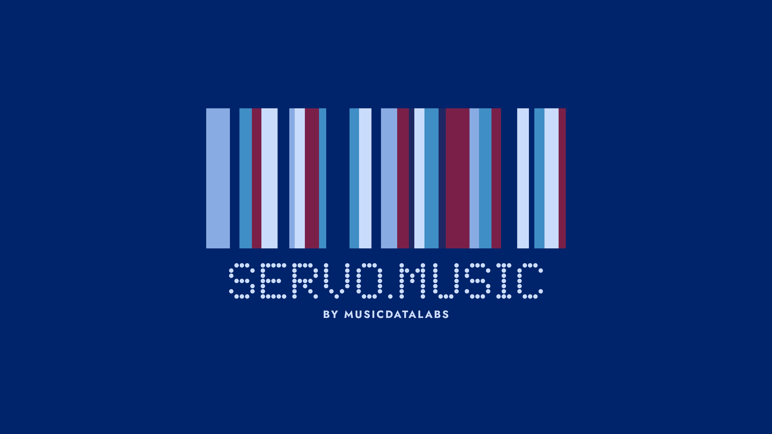 En blå bakgrund med ett stort, färgglatt, digitalt stiliserat musikstavar-design och texten 'SERUM MUSIC' under. Texten 'BY MUSICDATALABS' står längst ned.