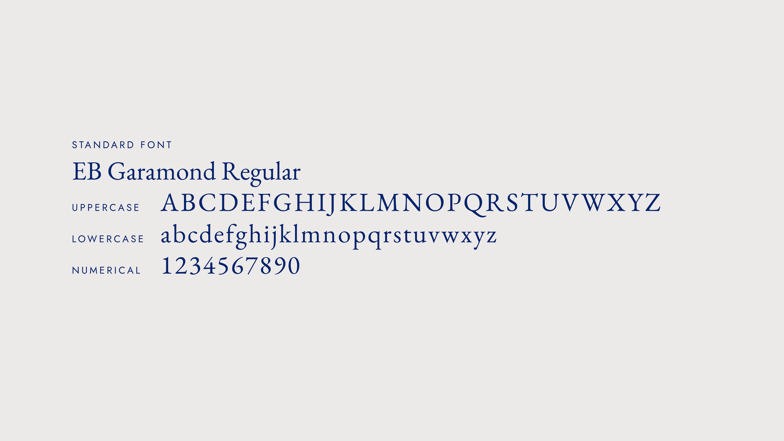 Bild som visar typsnittet EB Garamond i olika storlekar och stilar, inklusive regular, upper case, lower case och numeriska tecken.