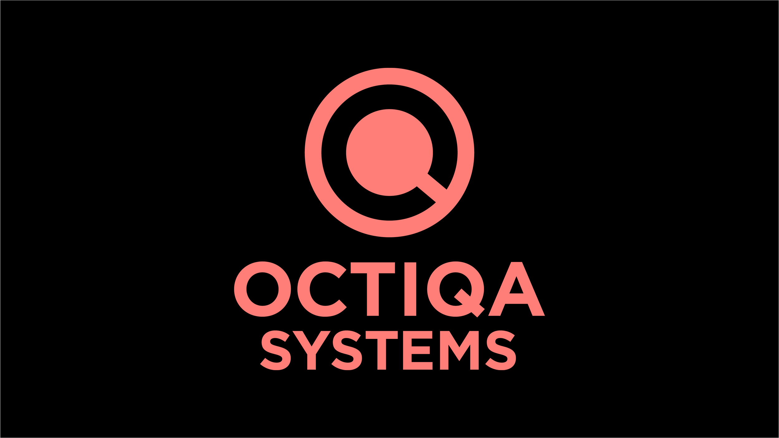 Logotyp för Octiq Systems med en rosa cirkel med bokstaven Q och svart bakgrund.