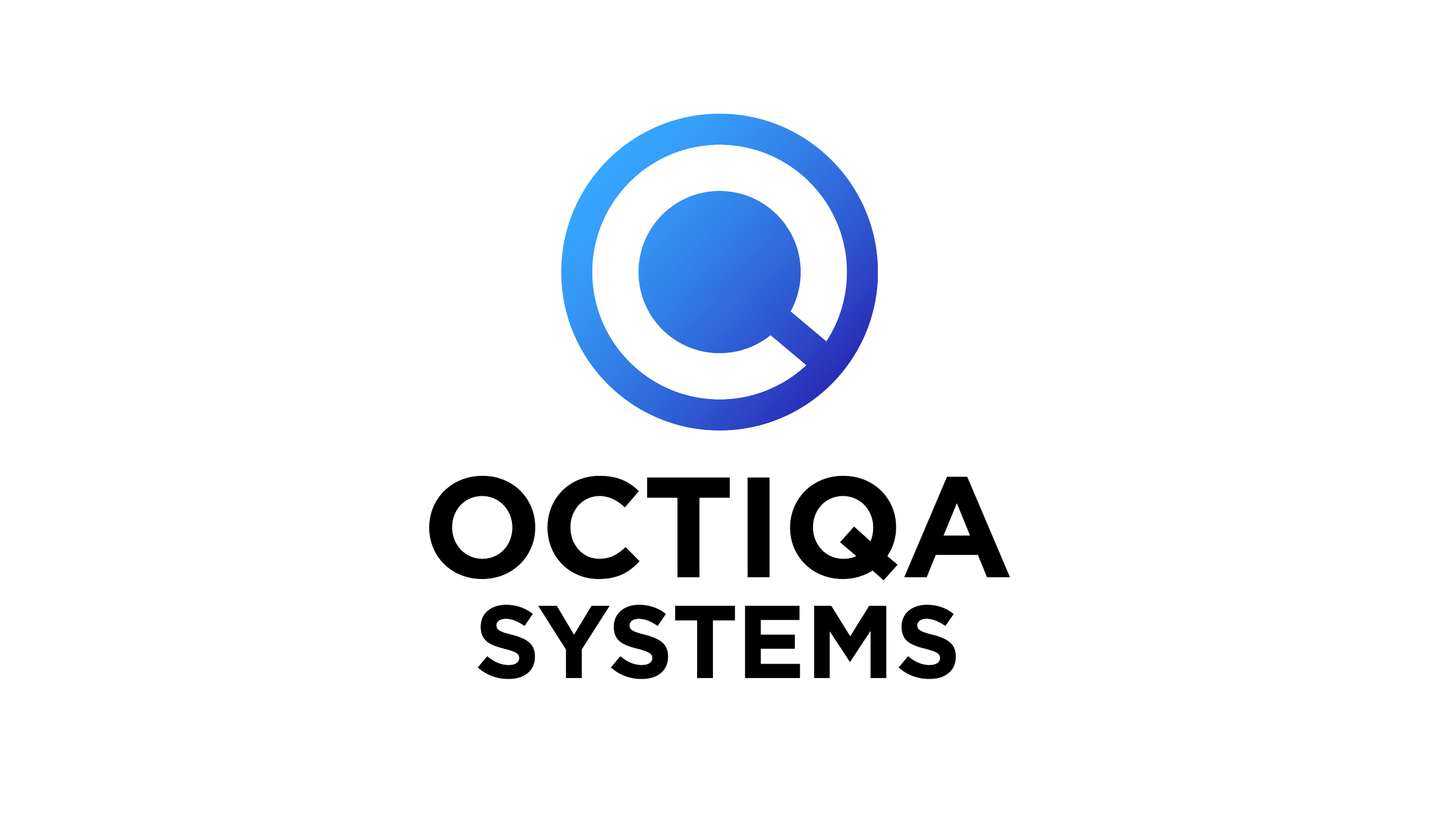 Företagslogga för OCTIQ SYSTEMS med en blå cirkelformad symbol och svart text.