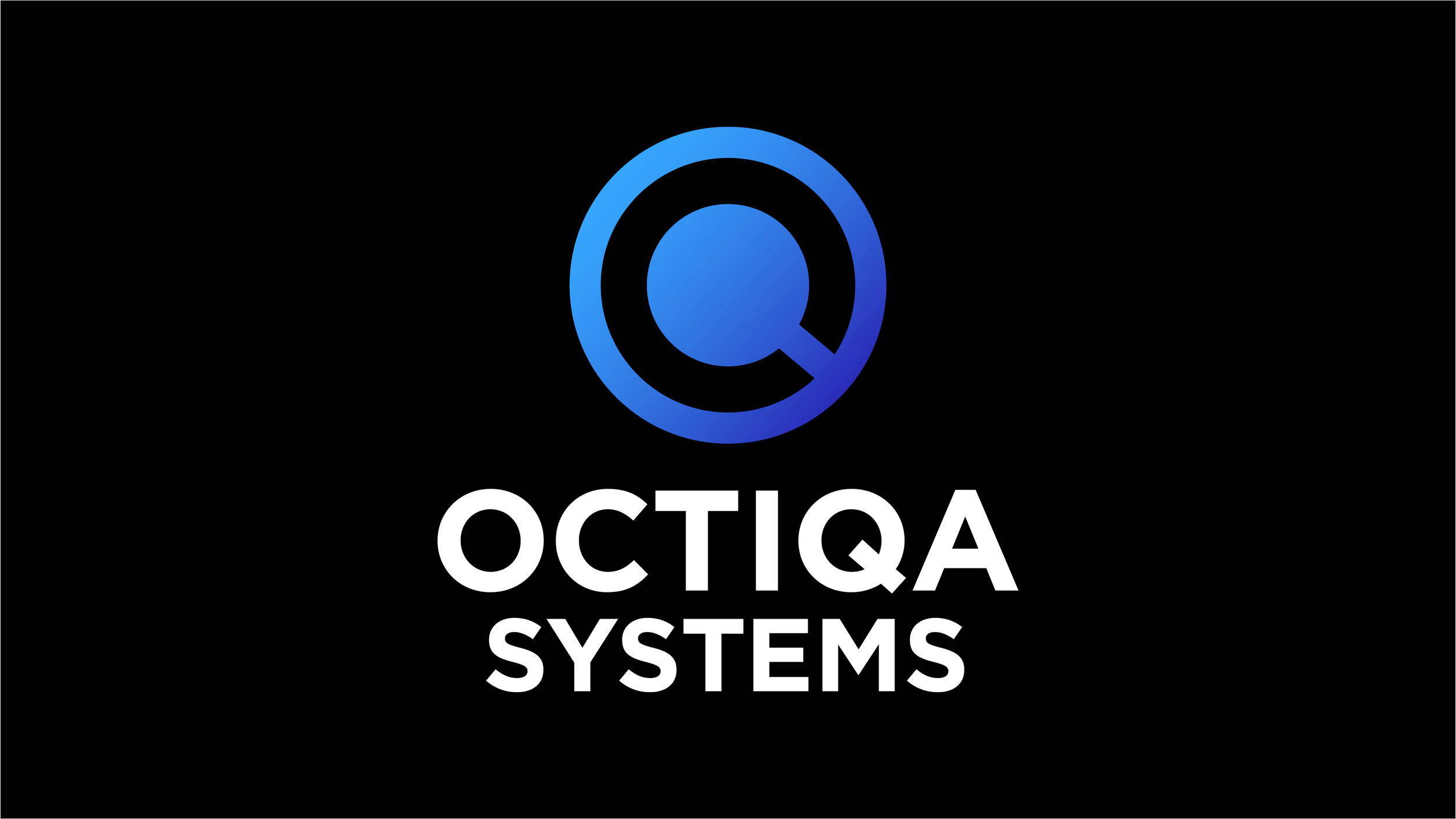 Logotyp av Octuja Systems med en blå cirkelformad symbol och företagsnamn.