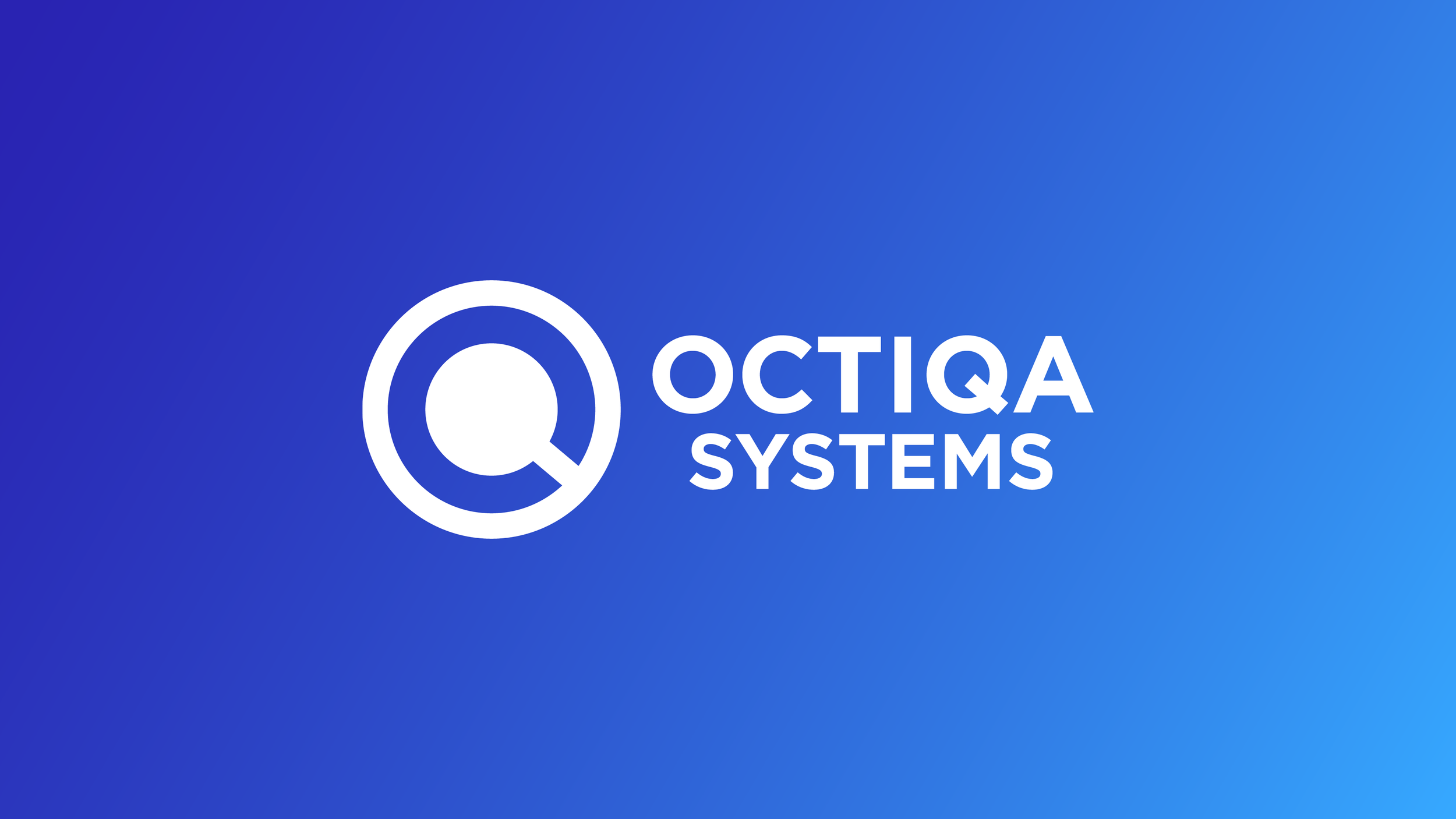Logga för Octiq Systems på en blå gradient bakgrund.