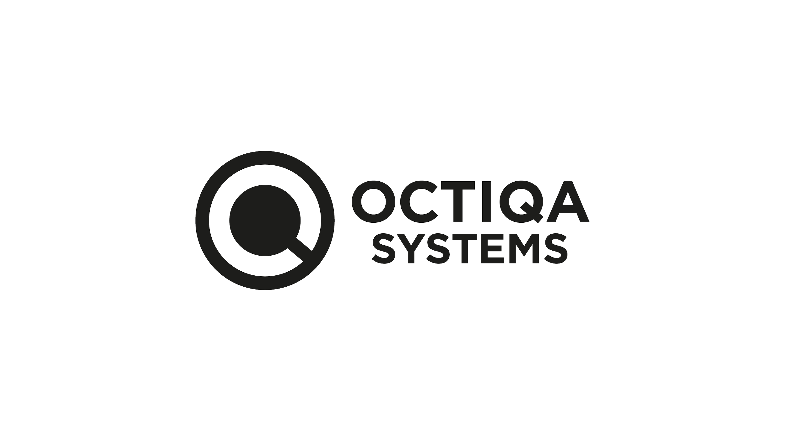 Logotyp för Octiq Systems med en svart cirkel med en öppning i botten och texten Octiq Systems.