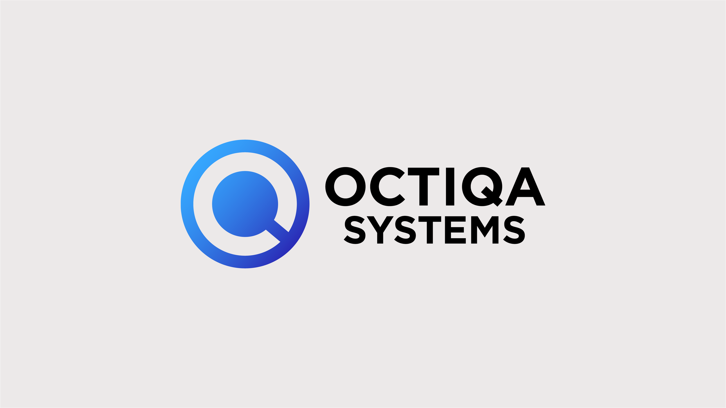 Logotyp för Octqa Systems, en blå cirkel med en Q i mitten och texten 'OCTQA SYSTEMS' till höger.