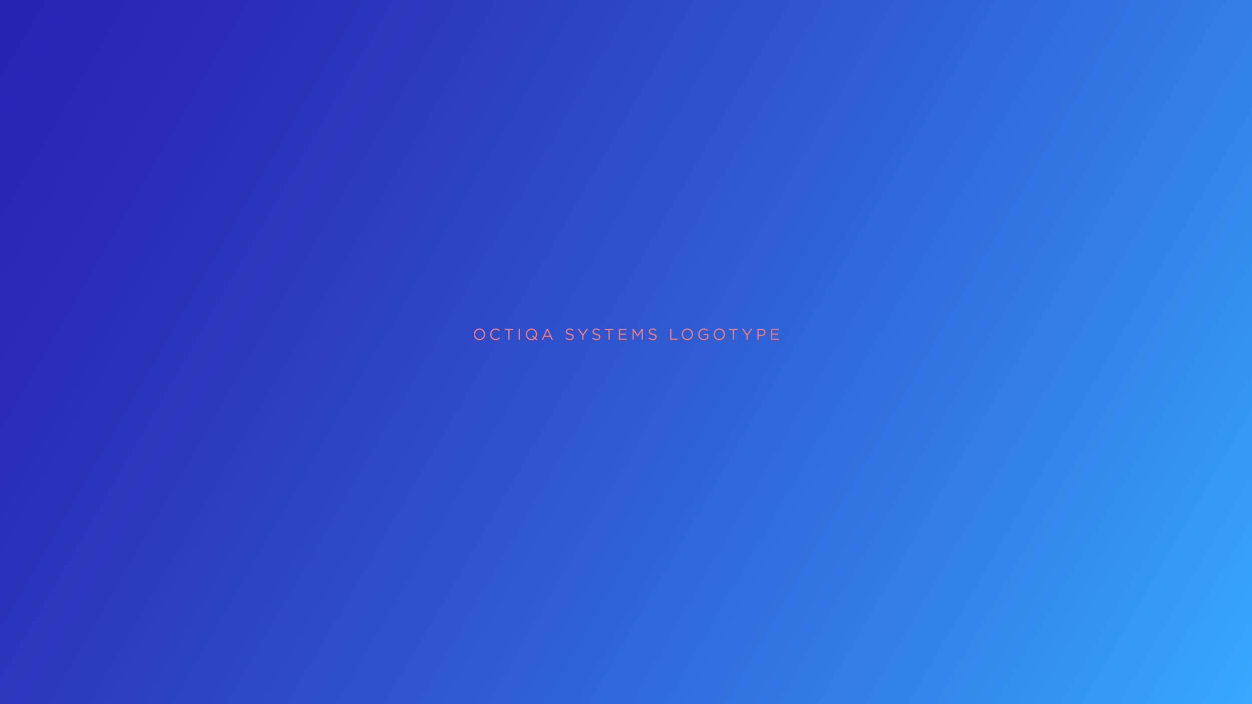 Bild med blå bakgrund och texten 'OCTIQAS SYSTEM LOGOTYPE' i mitten.