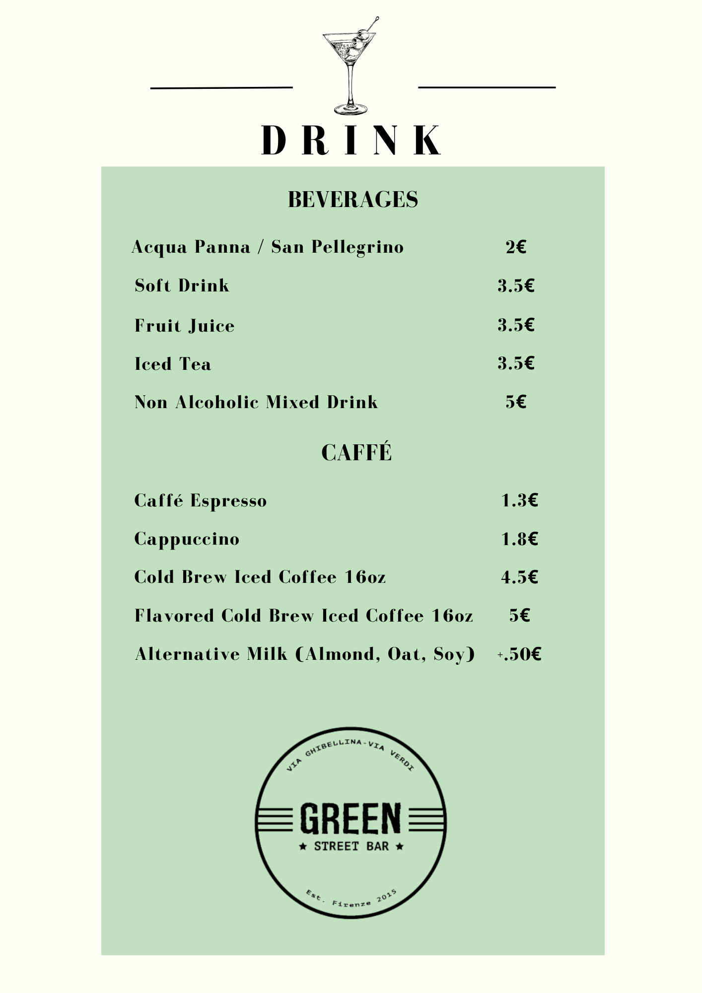 GREEN DRINK MENU - Best drinks in florence .png