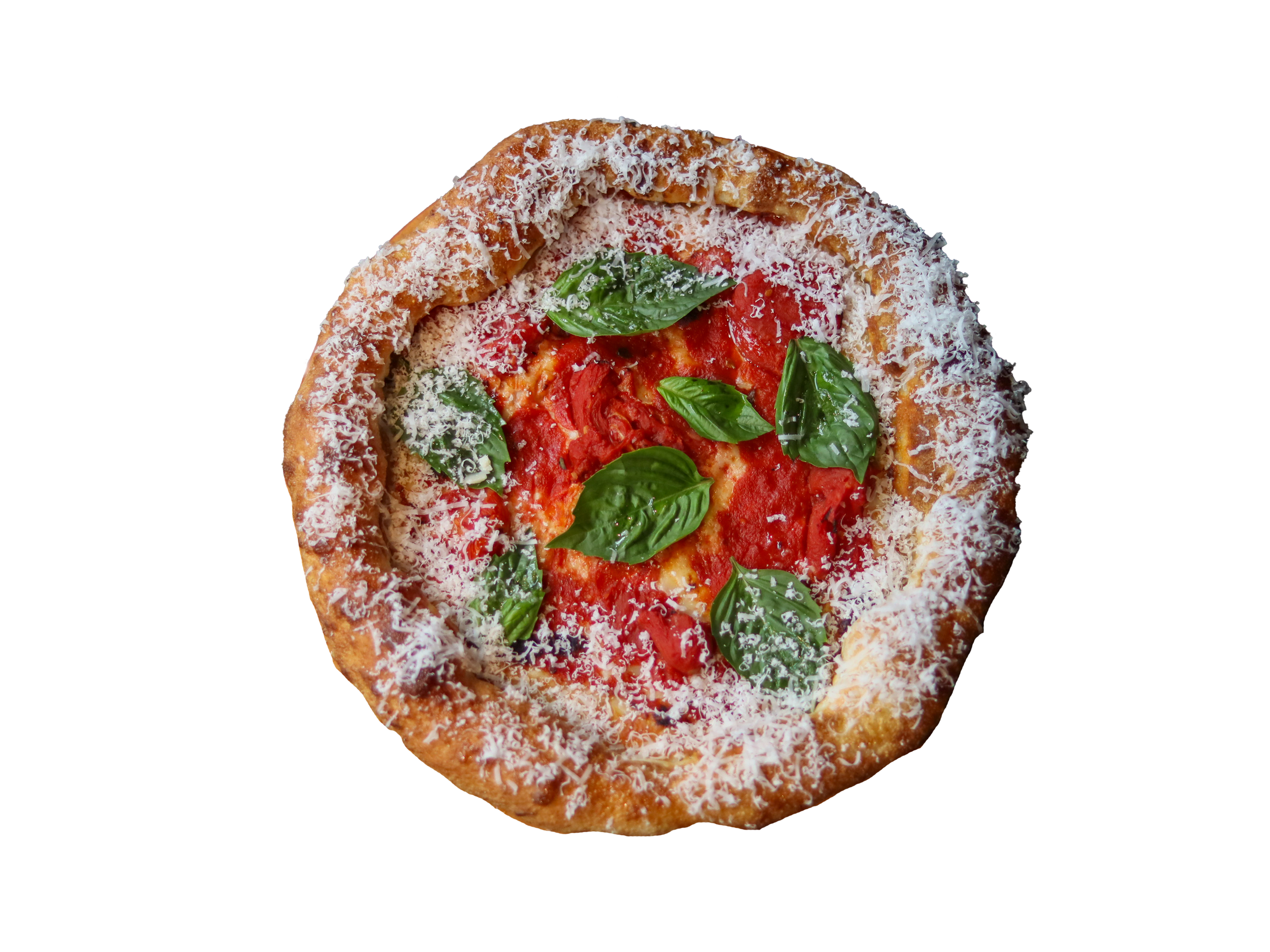 Cheese, tomato and basil pizza