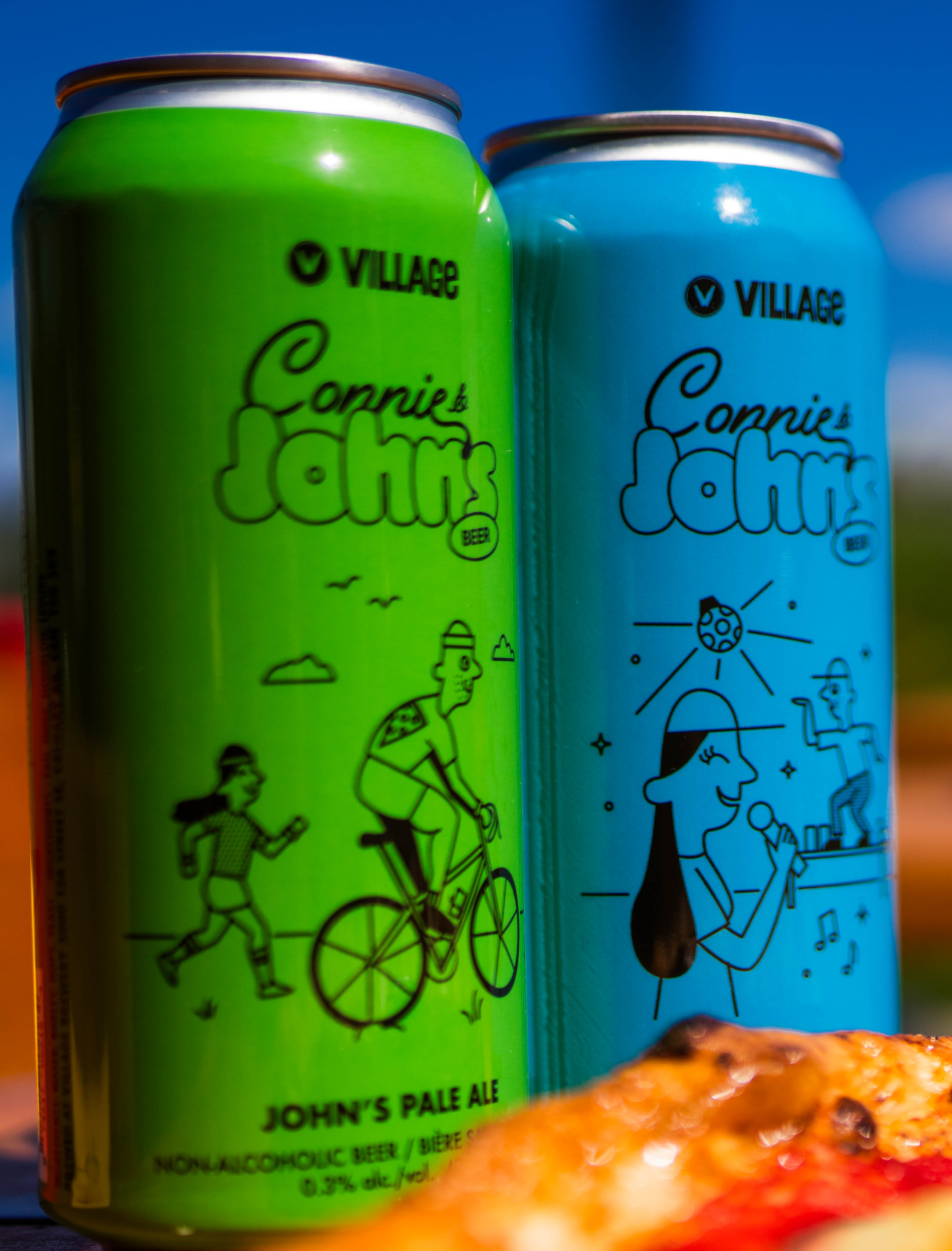 John's Pale Ale and Connie's lager beer brewed by Village Brewery and served on Connie and John's Rooftop patio