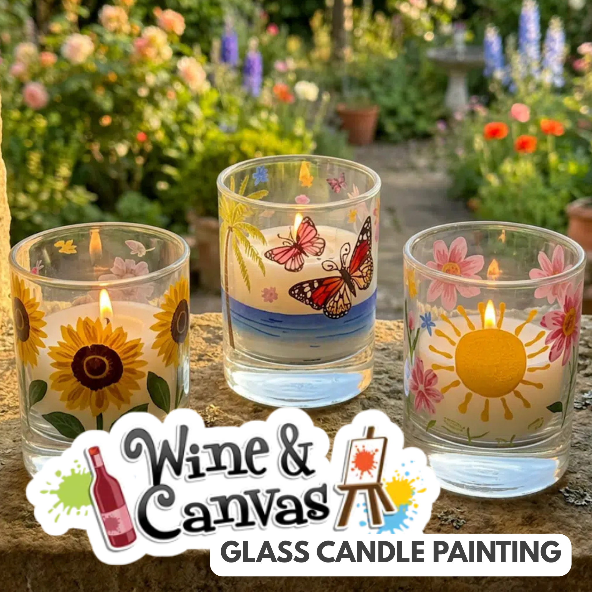 Wine &amp; Canvas -Glass Candle Painting