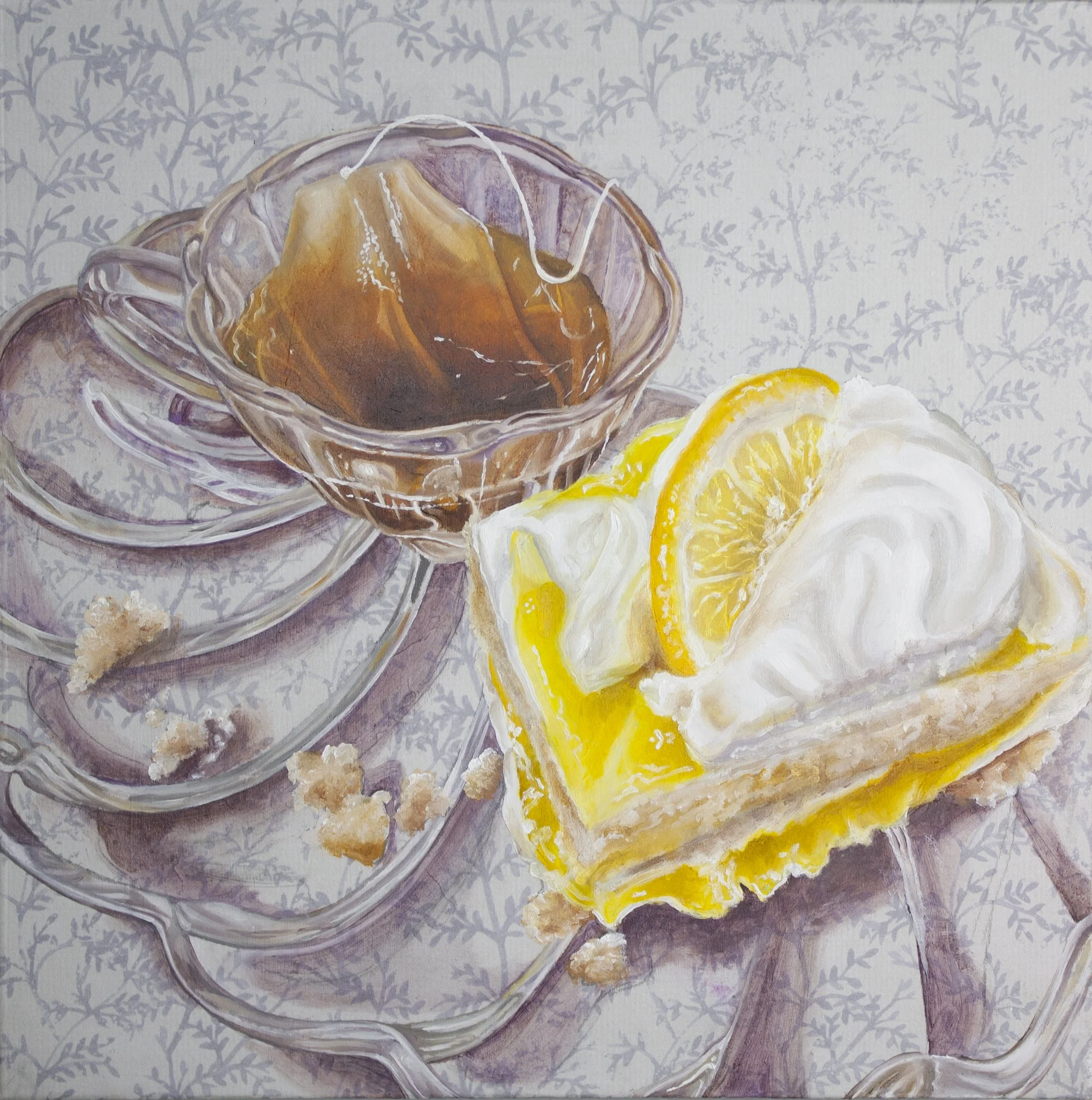 Lemon Meringue / Oil on Collaged Cardstock , Wood Panel / 8" x 8" / 2025 / SOLD