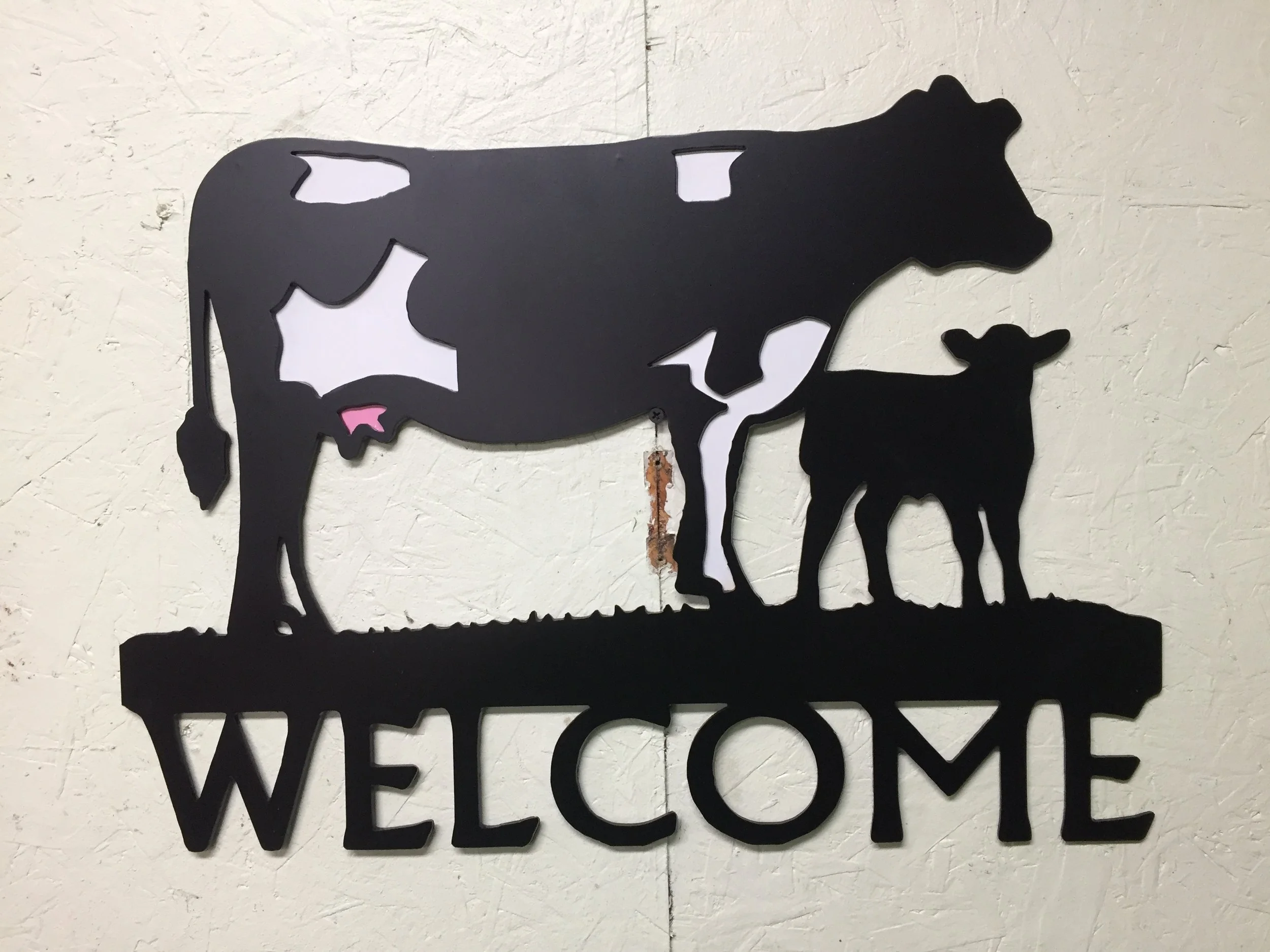 DAIRY COW AND CALF WELCOME SIGN