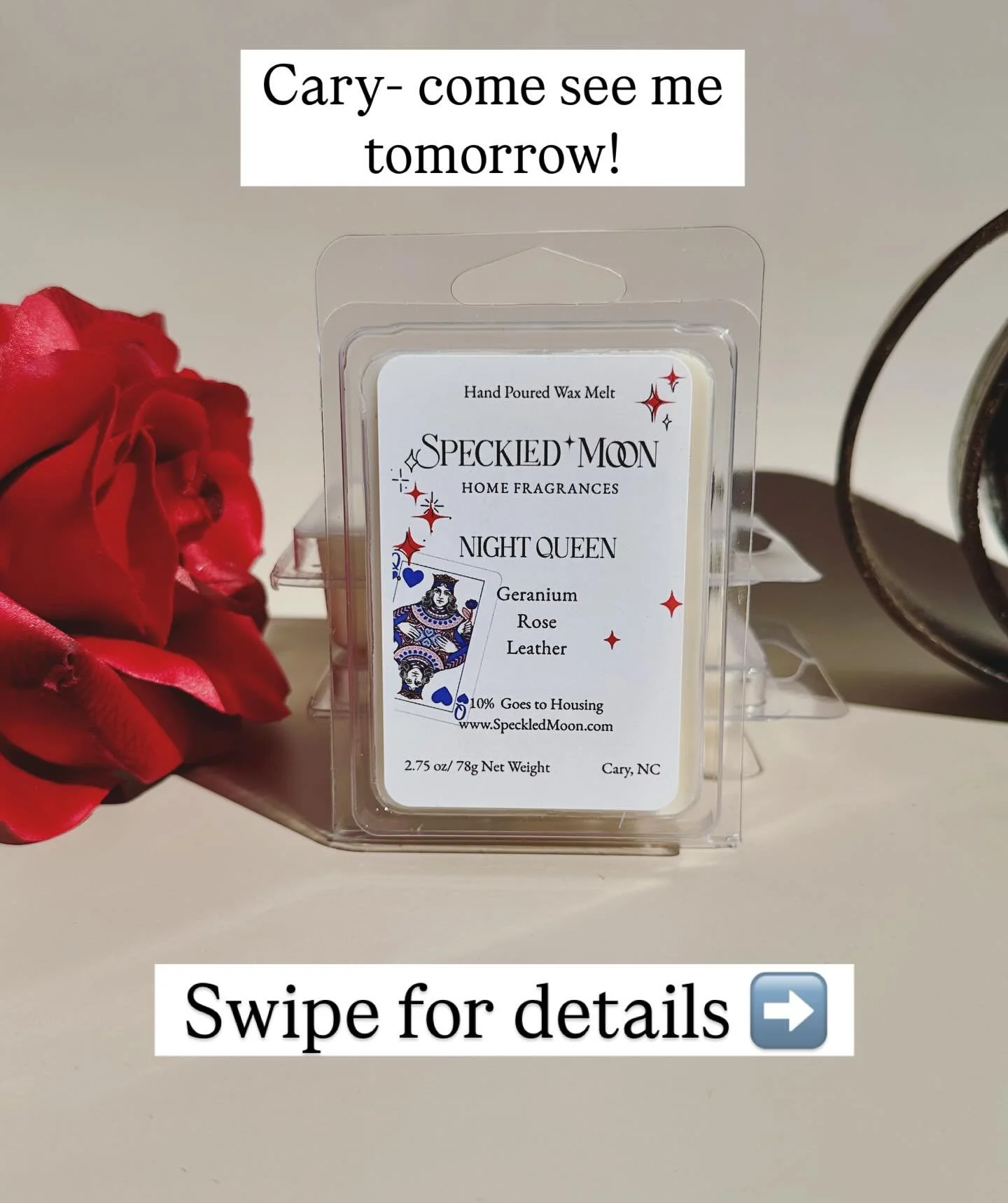 Come see me tomorrow from 12-4p! 🎸🕯️

I&rsquo;ll have our newest scent, Night Queen, and plenty more for you to smell! Come hang out and enjoy the beautiful weather, food, music, and vibes!

#speckledmoon #candles #speckledmooncandles #maker #music