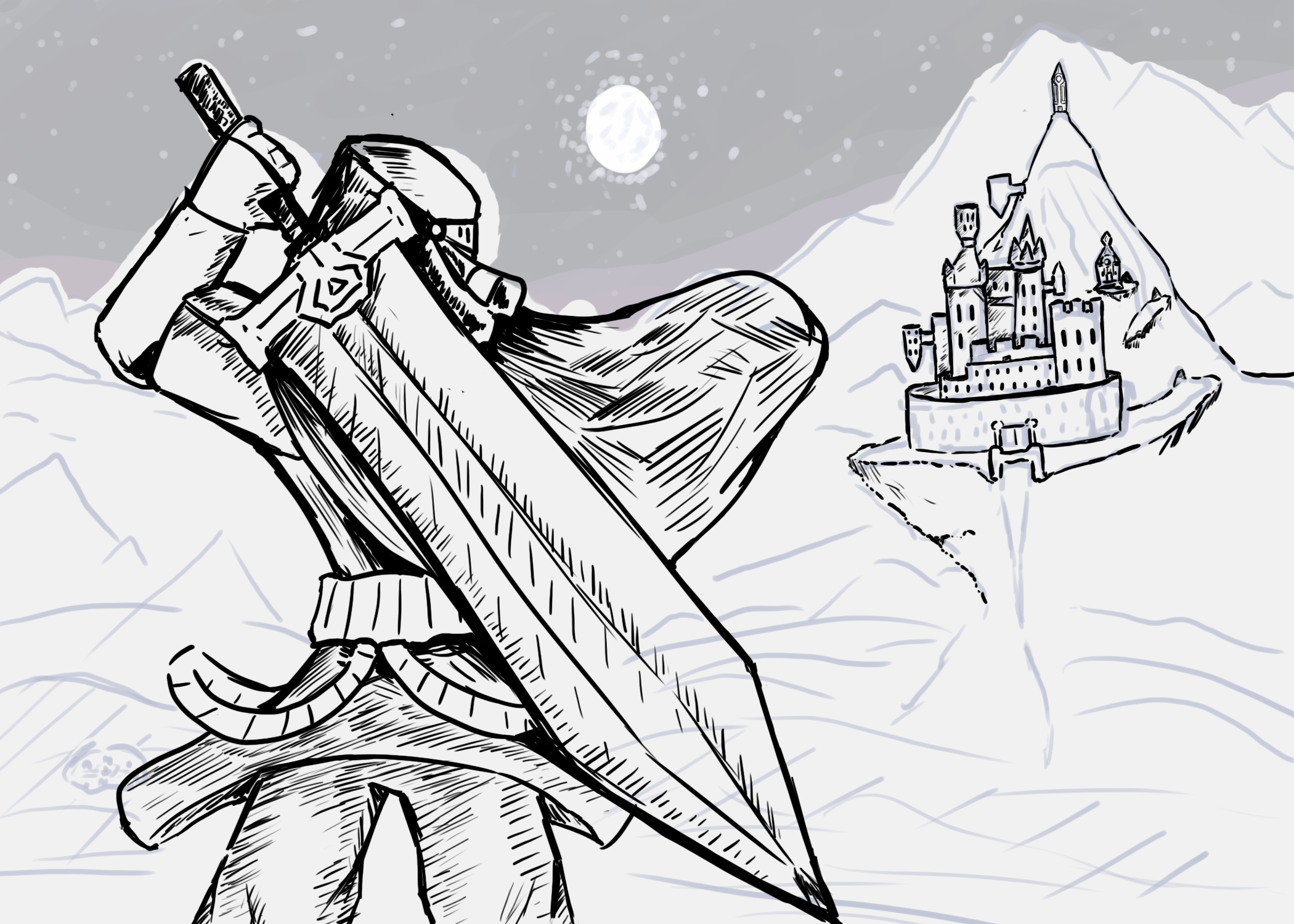 Practice Sketch for Mountain Range + Backgrounds- 2025