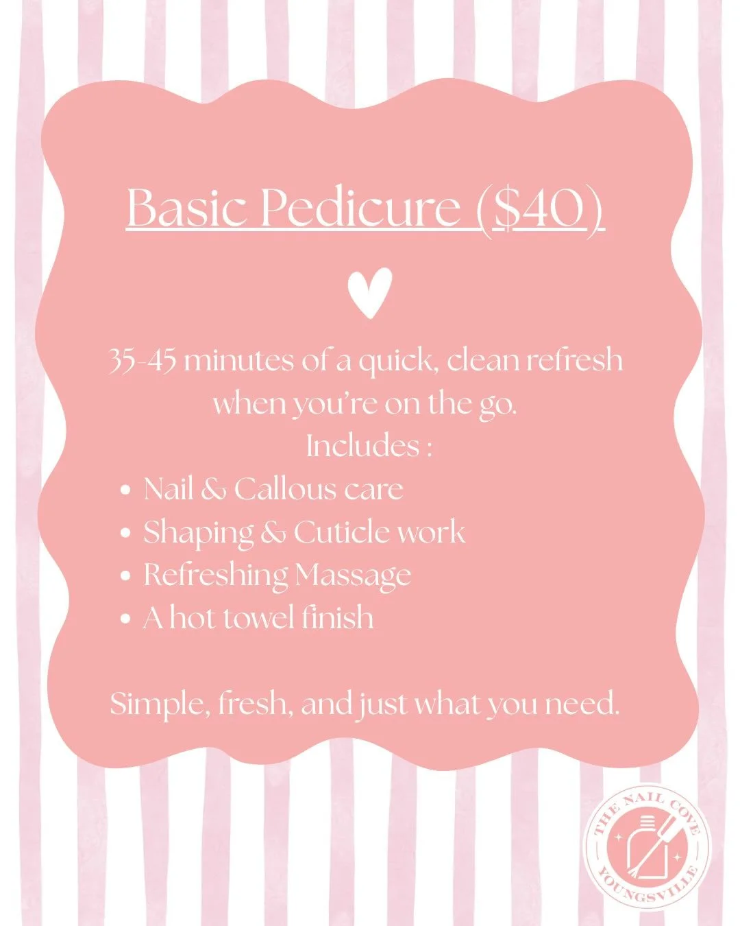 Warmer days are on the way&hellip; which means it&rsquo;s officially pedicure season ☀️👣

Did you know we offer everything from quick refreshes to full relaxation experiences??? 
All pedicures include regular polish with the original price 🤍
Upgrad