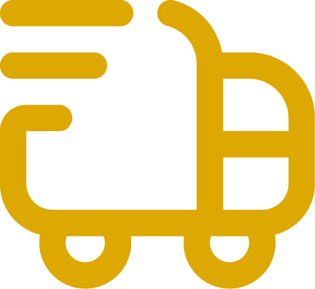 Icon of a shopping cart in black and gold colors.