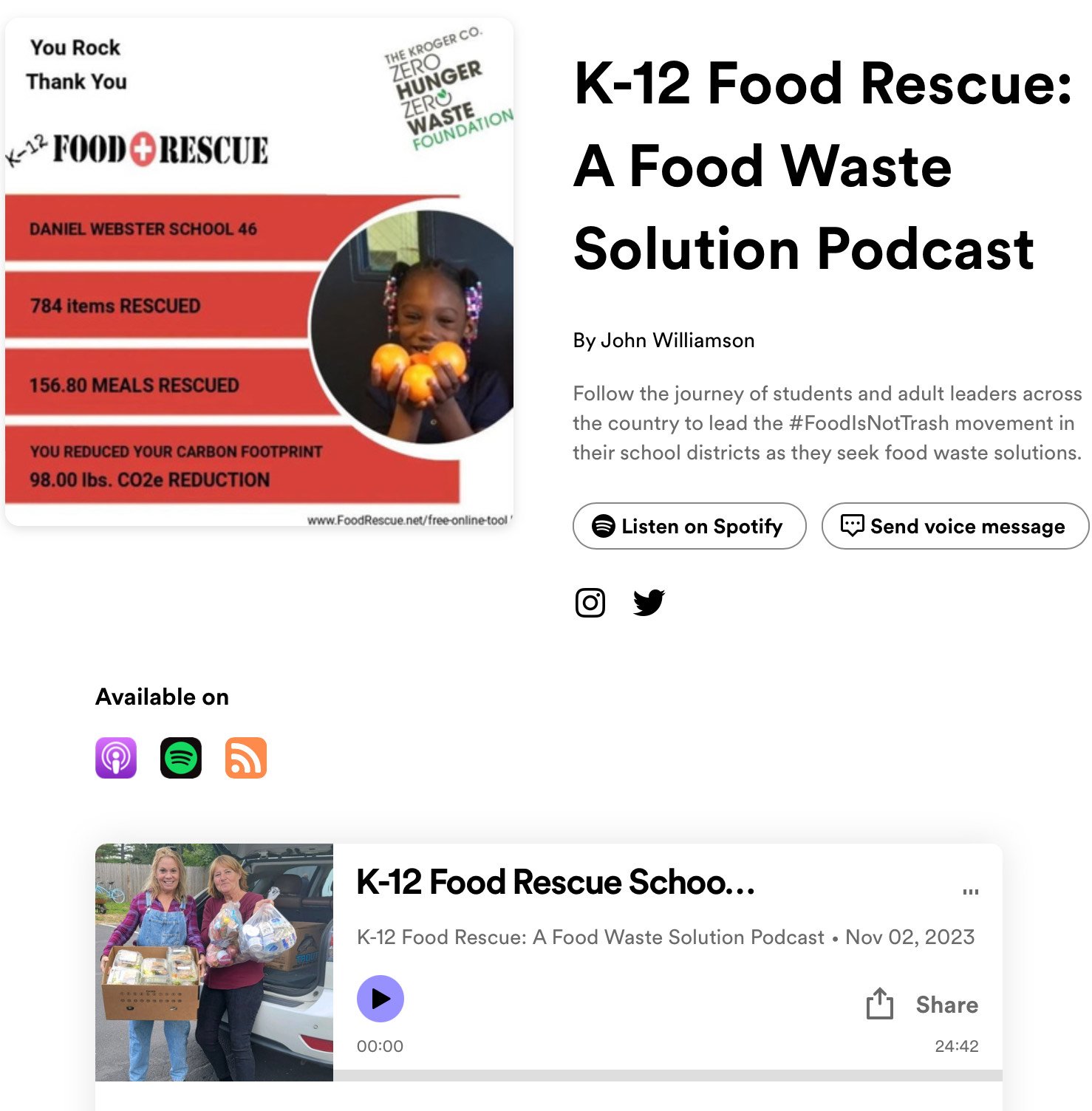  Image:  from K-12 Food Rescue Solution Podcase website 