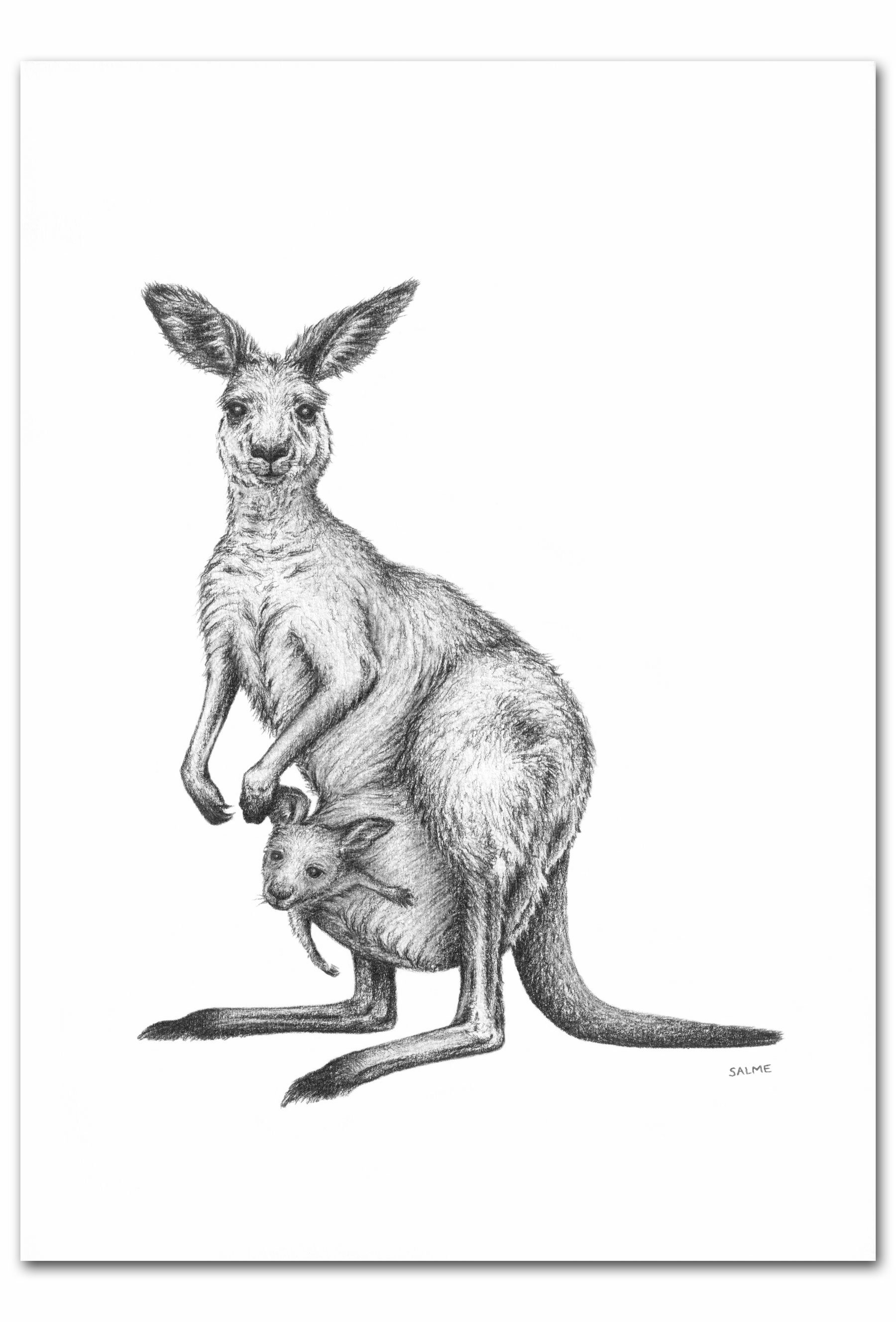 Kangaroo Mother and Joey print