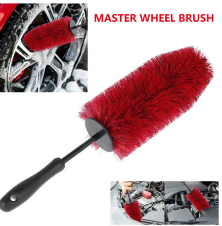 Soft bristle wheel brush for careful rim and alloy cleaning