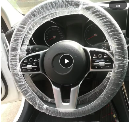 Disposable plastic cover to protect steering wheel during service