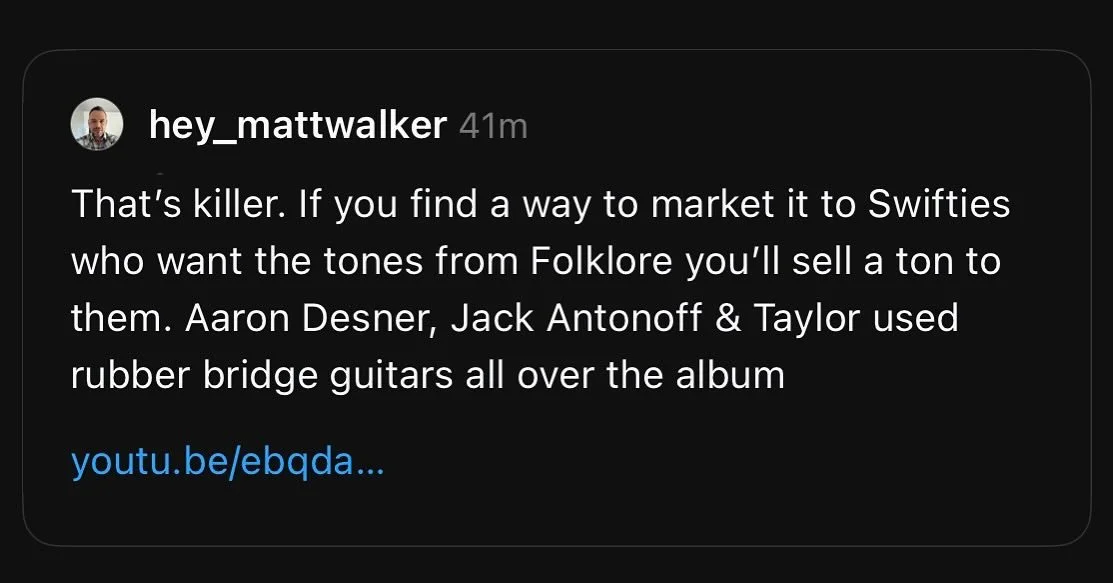 YEP. it&rsquo;s the secret to that &lsquo;folklore&rsquo; sound. 

deadringerbridge.com/kickstarter