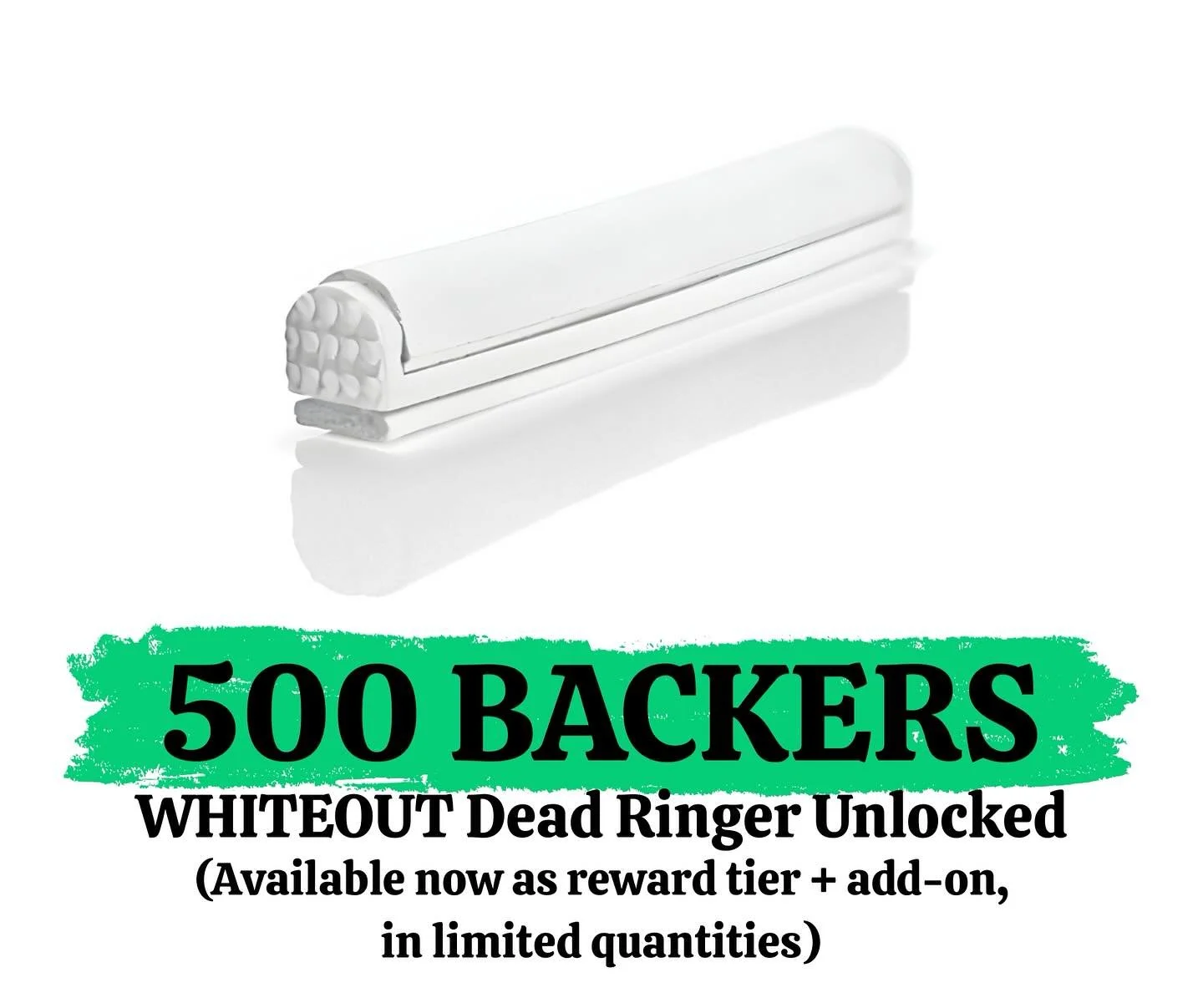 500 backers (!!)
the WHITEOUT dead ringer is here &mdash; limited edition, available now as reward + add-on 🤍

if you&rsquo;re just hearing about all this: the dead finger gives your guitar that warm, thumpy rubber-bridge tone &mdash; installs in se