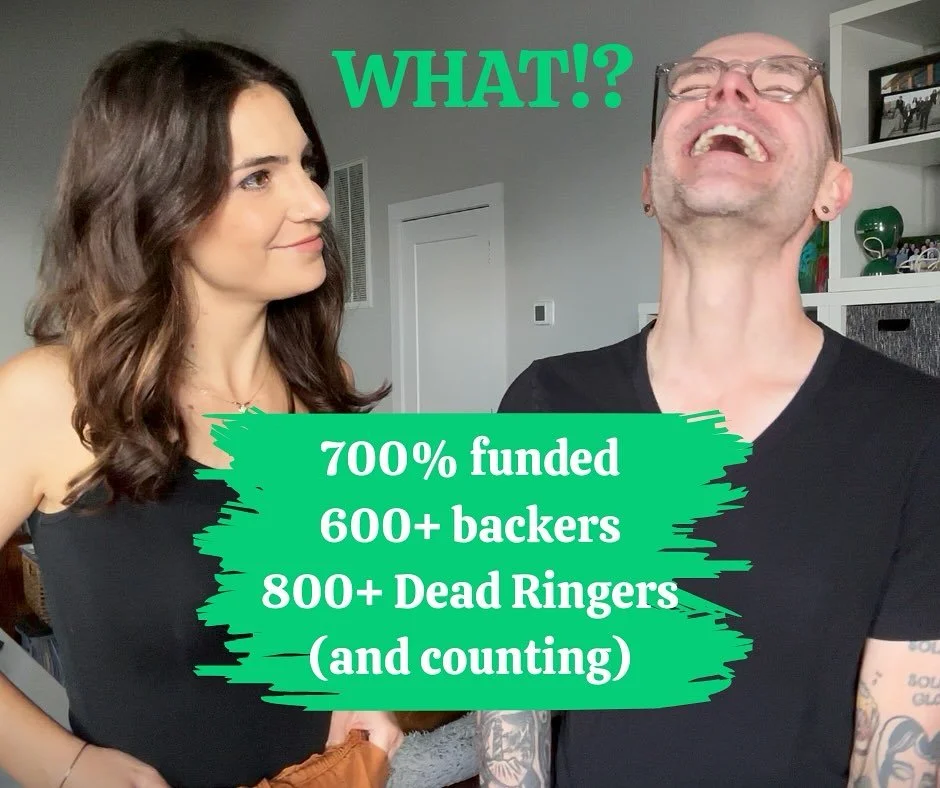 one week ago, we launched the dead ringer &mdash; a small idea to turn any guitar into a rubber-bridge guitar, instantly.
in seven days:

⚡️ 700% funded
🎸 600+ backers
💀 800+ dead ringers (and counting)

THANK YOU for believing in this tiny, strang