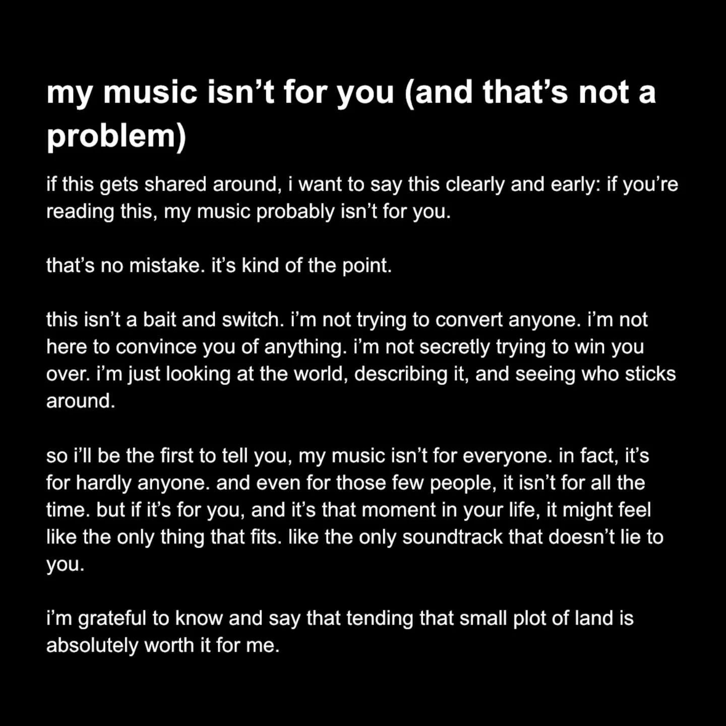 i shared something this week that i didn&rsquo;t really know how people would receive (here&rsquo;s an excerpt). 

it&rsquo;s long-ish. it&rsquo;s not promotional. it&rsquo;s just about art, attention, sustainability, and why i&rsquo;m choosing small