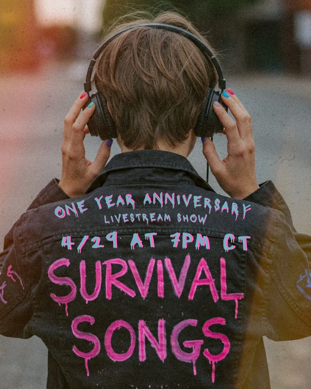 i can&rsquo;t believe it&rsquo;s been a year since survival songs came out. on wednesday, april 29 at 7PM CT, i&rsquo;m playing the entire album front to back on a livestream. one night only.⁠
⁠
i&rsquo;ll play every song and talk about where they ca