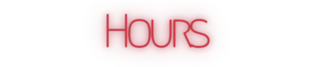 Neon red sign that reads "HOURS"