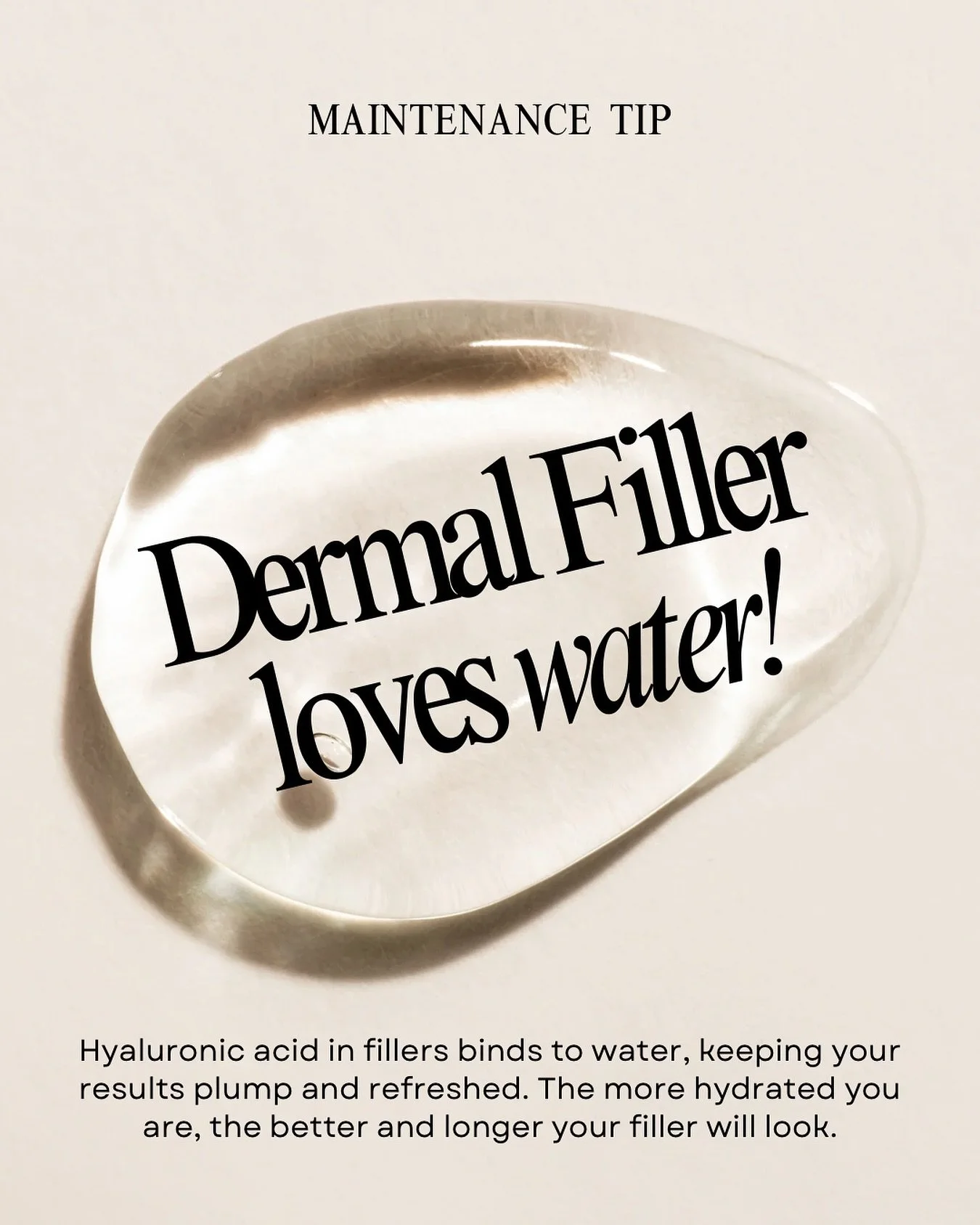 Hydration is the glow-up secret 💧✨ Staying hydrated keeps your filler plump, refreshed, and lasting longer. Sip that water &mdash; your filler will love you for it ❤️