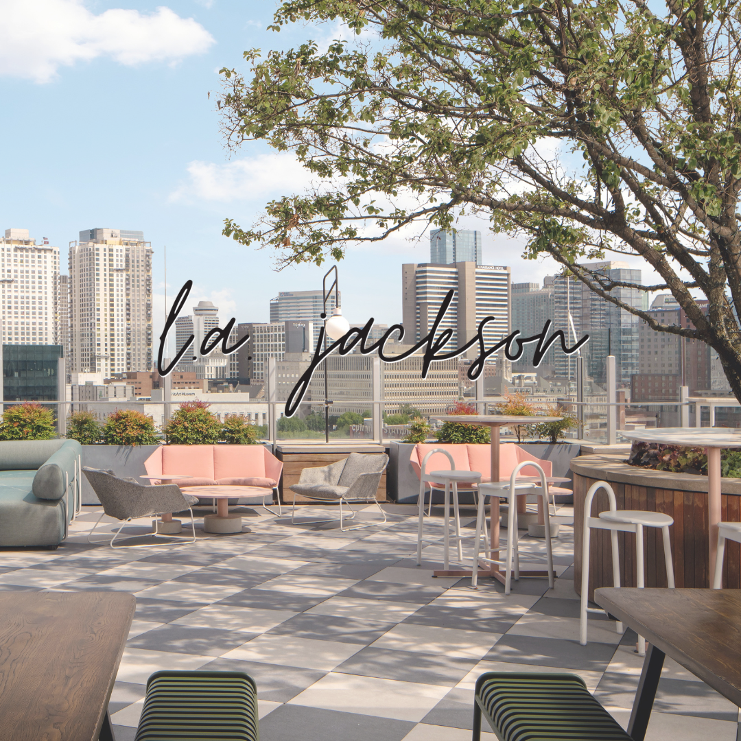 Rooftop bar view from L.A. Jackson with logo