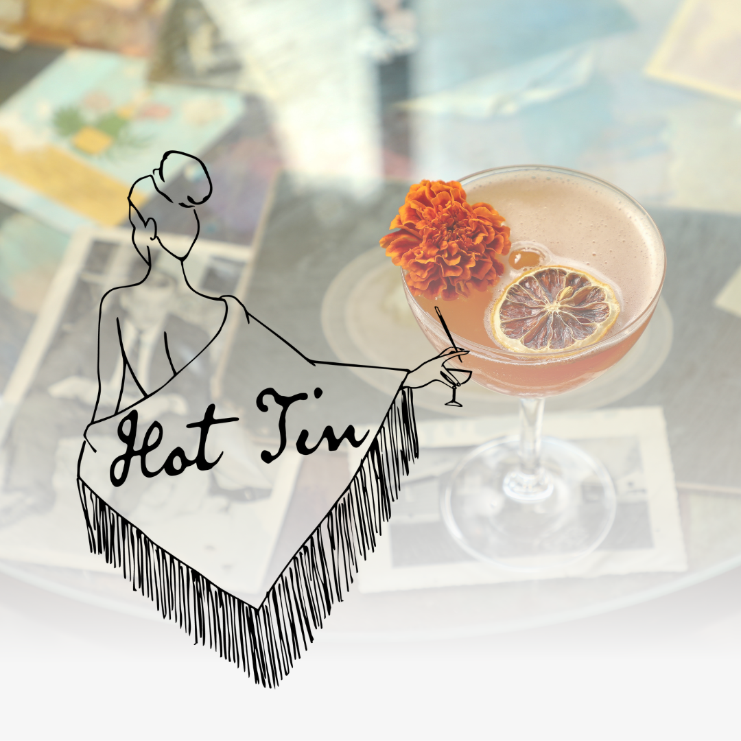 Cocktail and logo for Hot Tin bar