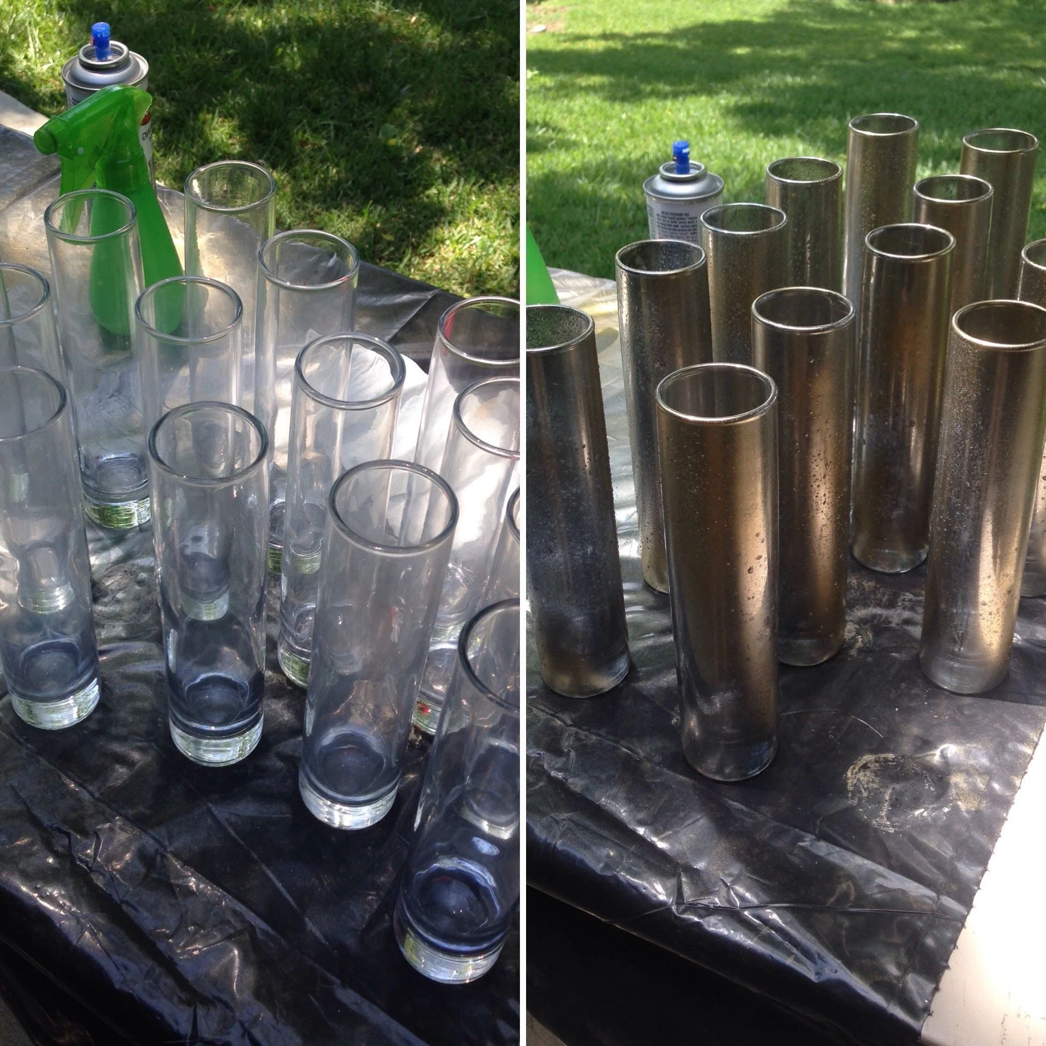 Antique metal faux finish on glass