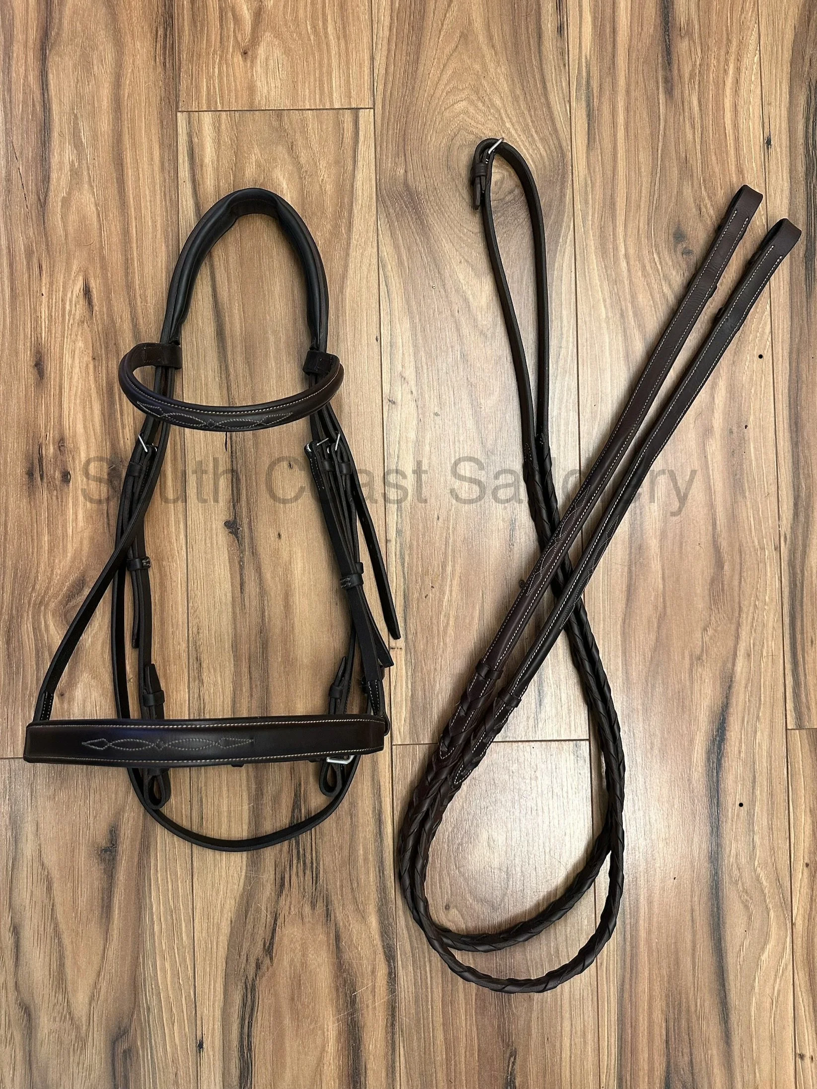 CWD Hunter Bridle with Matching Reins - Fancy Stitched - Size 3