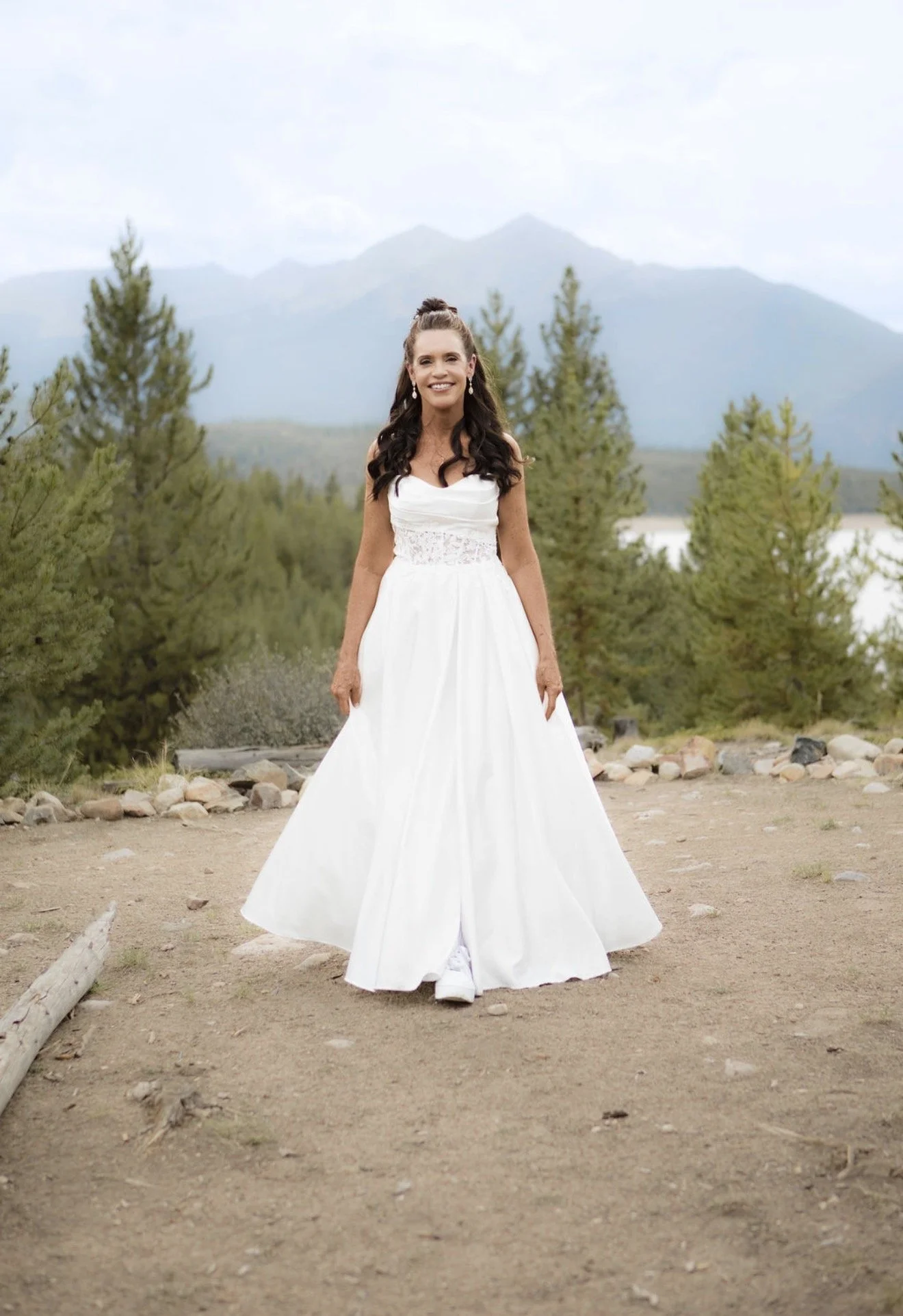 bride in mountains